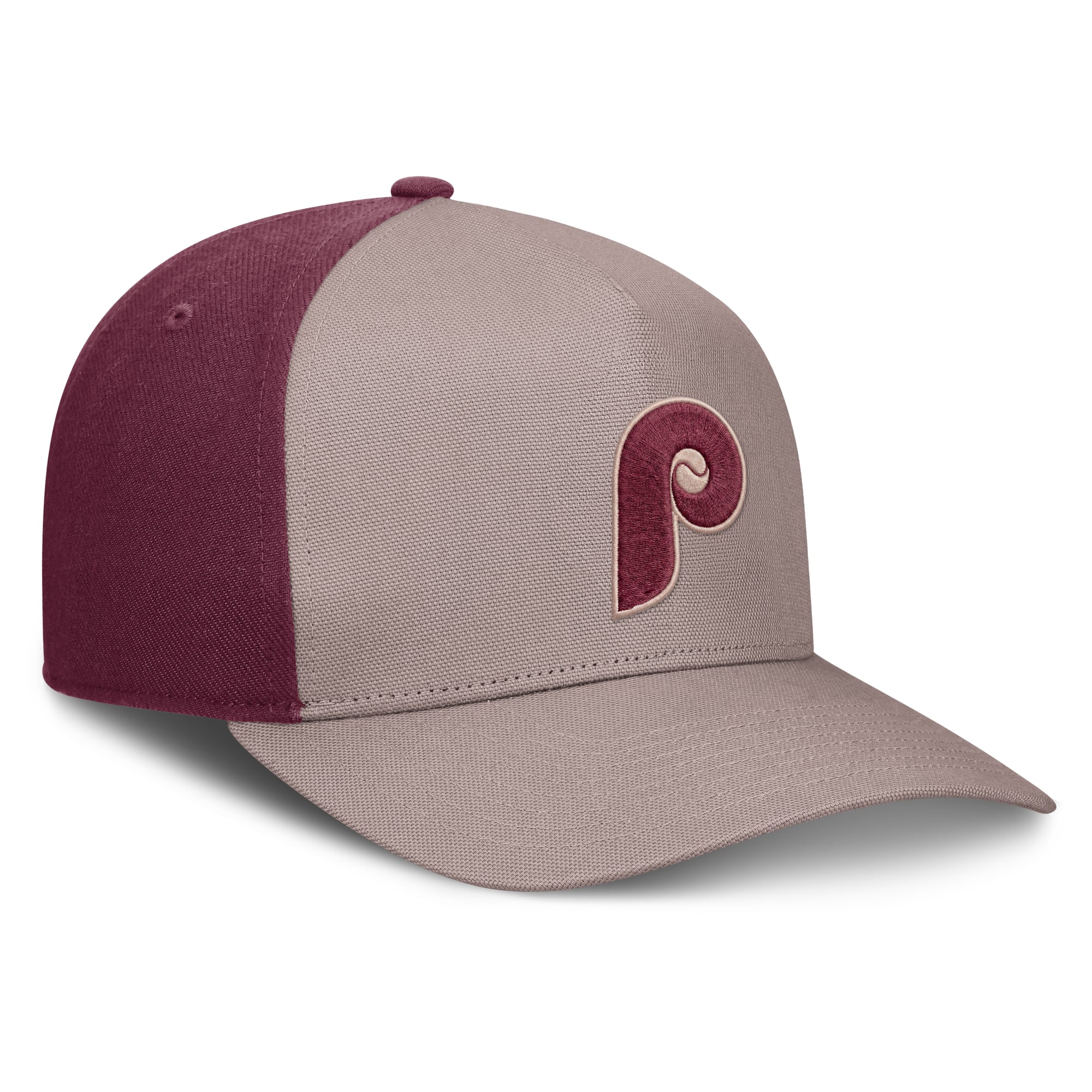 Casquette ajustable Nike pour homme, marron clair/bordeaux, Philadelphia Phillies Cooperstown Rise, modèle A-Frame