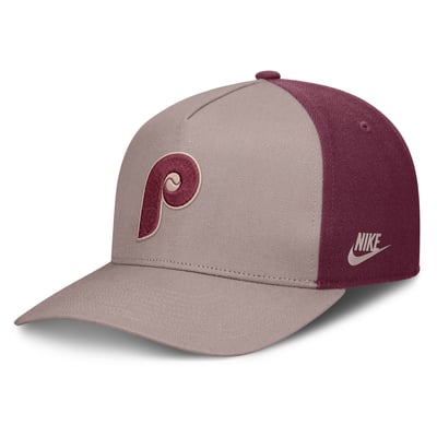 Philadelphia Phillies Nike Cooperstown Rise A-Frame Adjustable Hat - Light Brown/Maroon