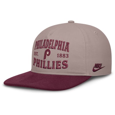 Philadelphia Phillies Nike Pro A-Frame Adjustable Hat - Light Brown/Maroon