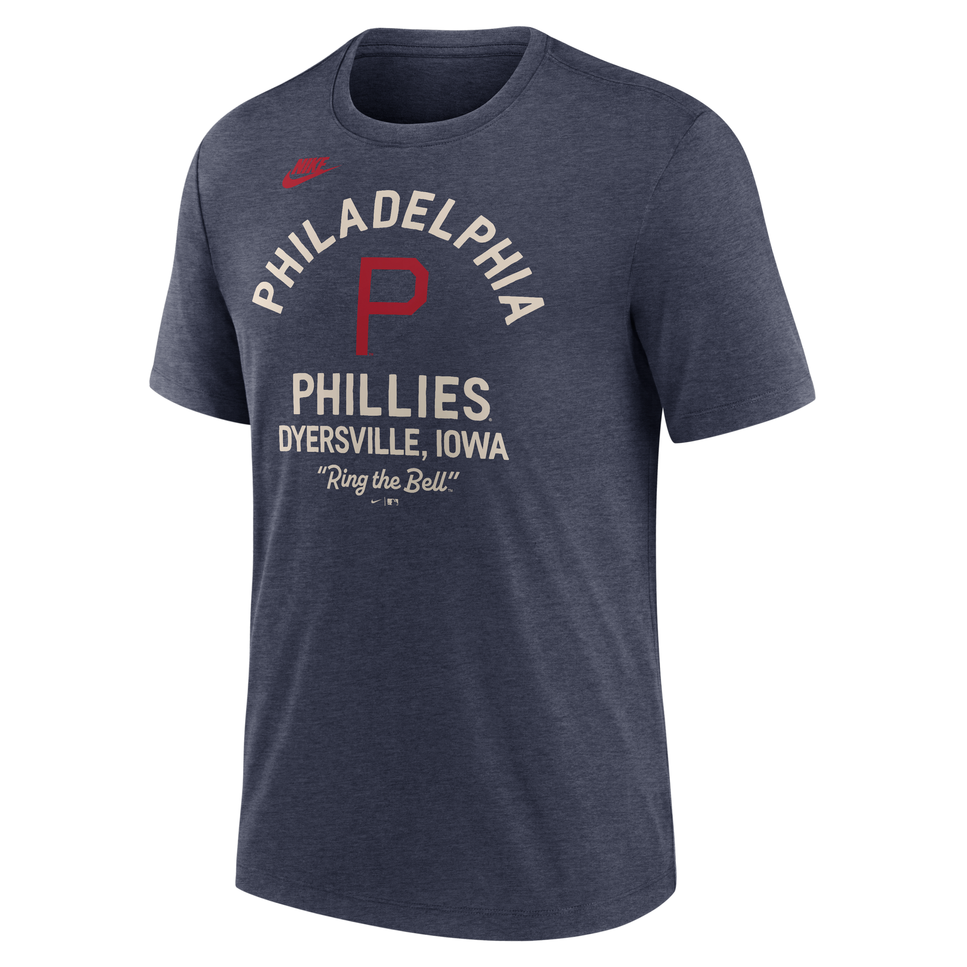 T-shirt Nike pour homme, bleu marine, Philadelphia Phillies 2026, Field of Dreams, style nostalgique, en mélange de trois matières.