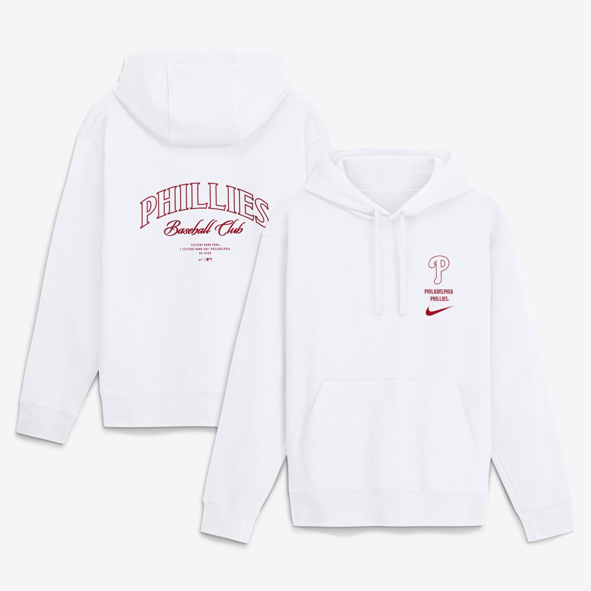 Men's Nike White Philadelphia Phillies Minimal Club Fleece Hoodie