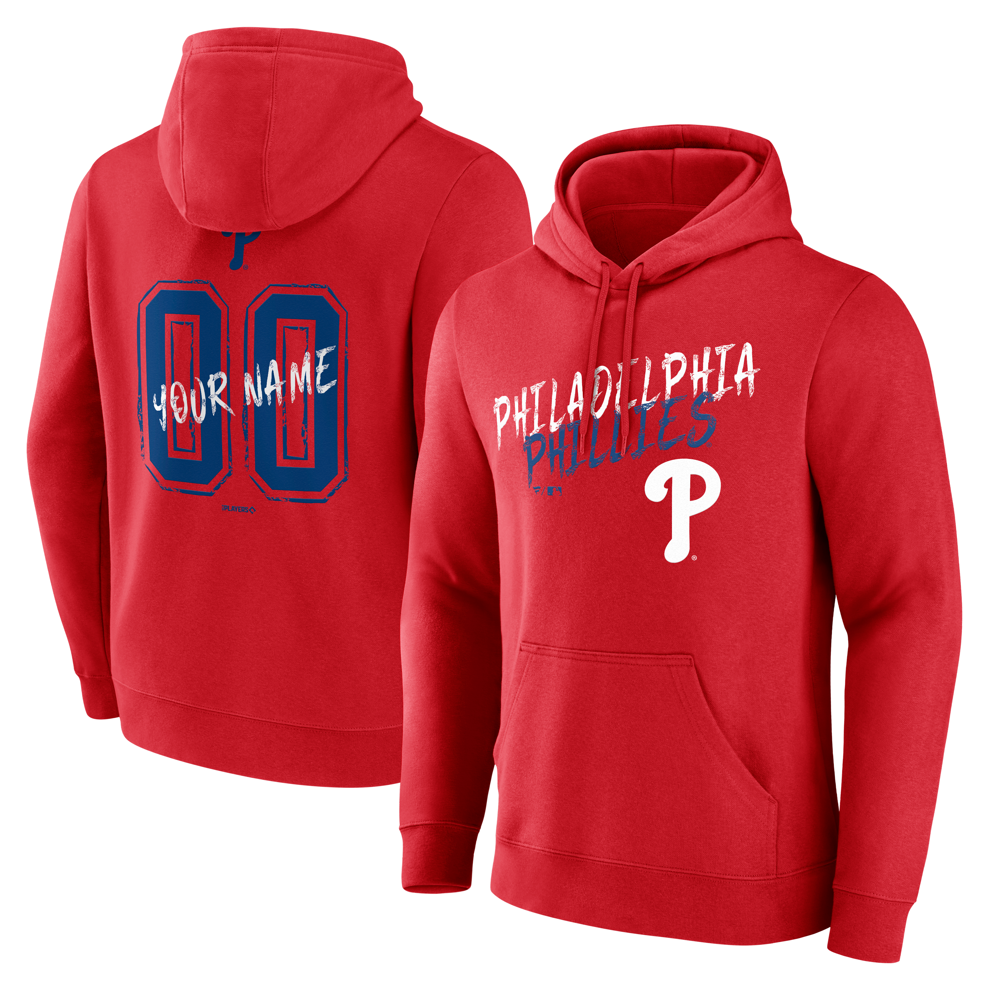 Men's Red Philadelphia Phillies Hustle Personalized Name & Number Hoodie