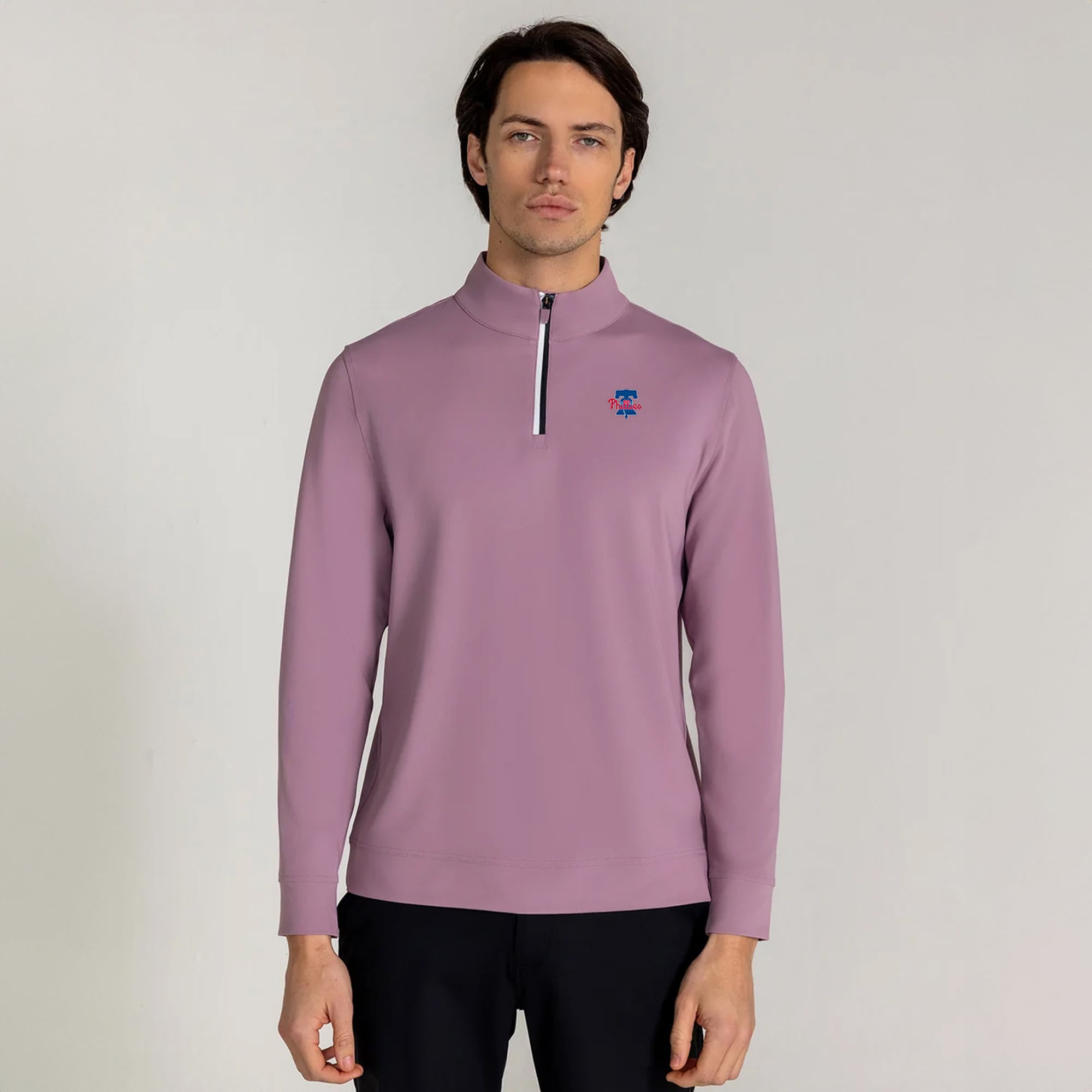 Pull à col zippé Redvanly violet Philadelphia Phillies pour homme