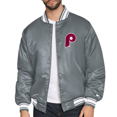  Philadelphia Phillies Starter Cooperstown Logo Full-Snap Varsity Jacket - Gray