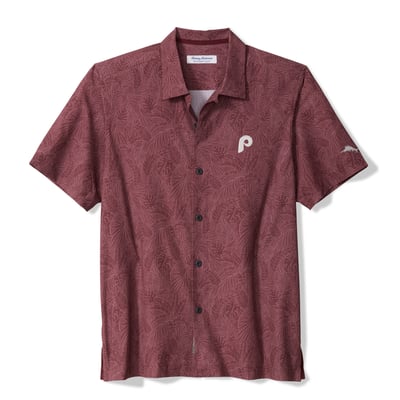 Philadelphia Phillies Tommy Bahama Saltwater Fronds IslandZone Button-Up Shirt - Burgundy