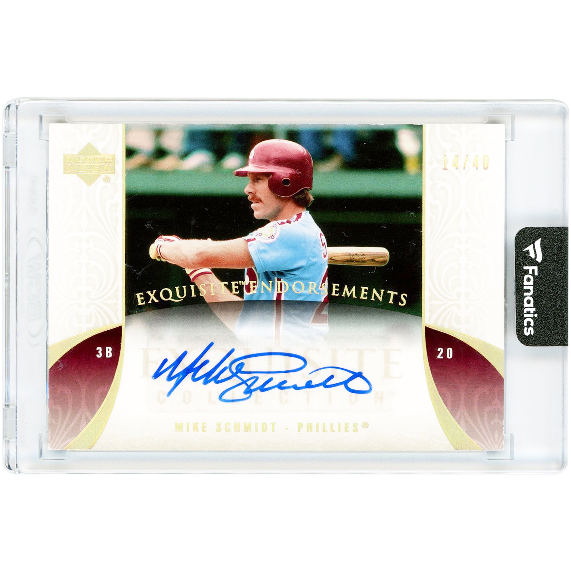 Carte autographiée de Mike Schmidt (Philadelphia Phillies), collection 2006 Upper Deck Exquisite, mention spéciale #EN-MS #14/40