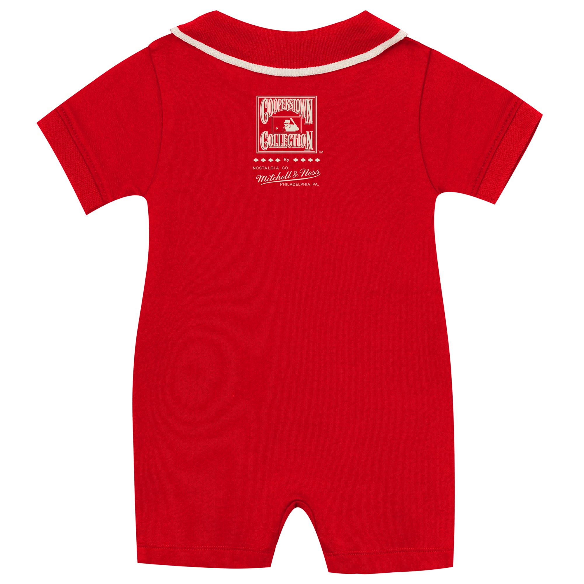 Grenouillère de rugby rétro Mitchell & Ness rouge Philadelphia Phillies, collection Cooperstown, pour nouveau-né et bébé