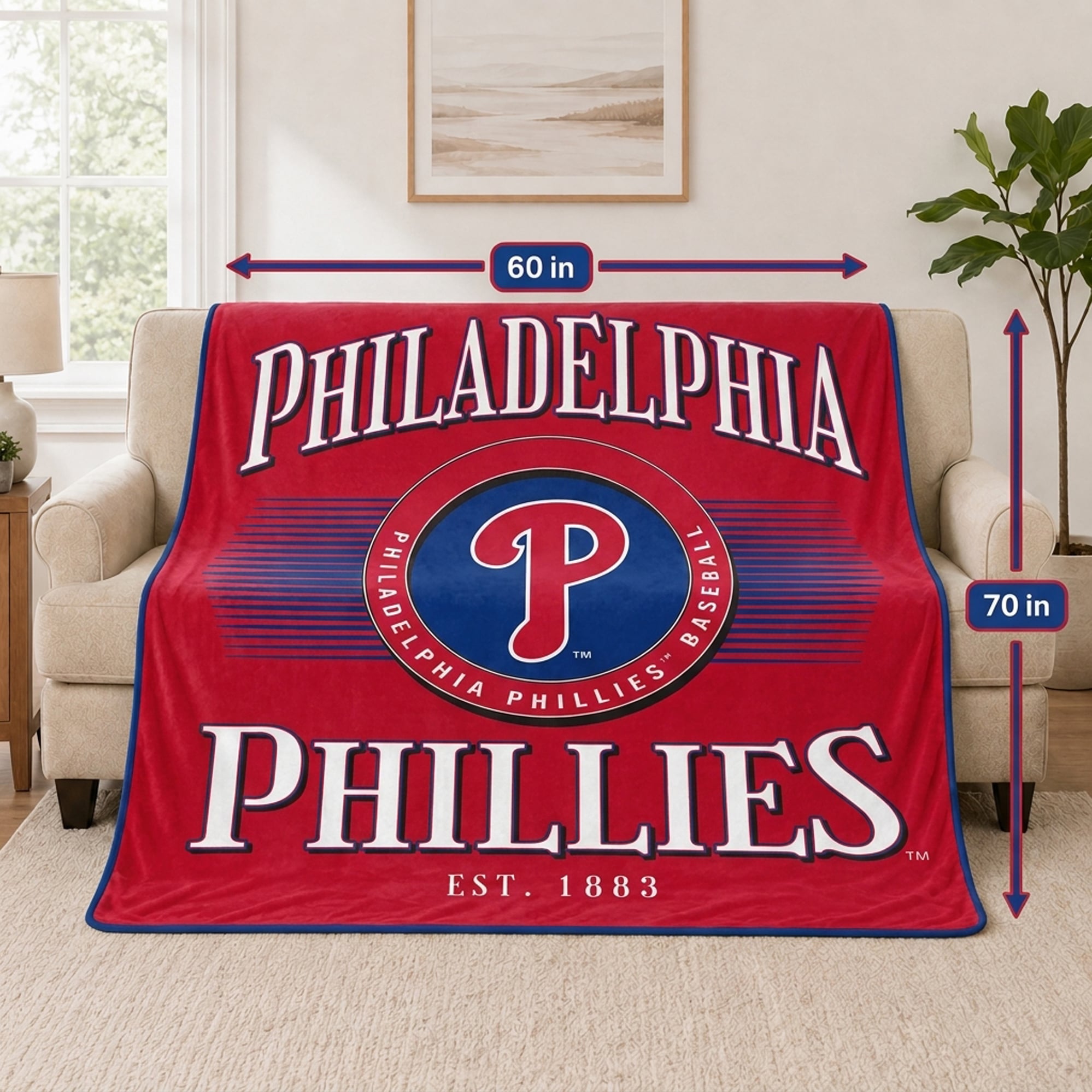 Pegasus Philadelphia Phillies Spotlight Arch 60" x 70" Ultra Soft Throw Blanket