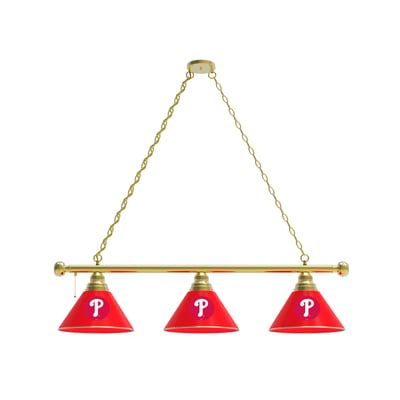 Philadelphia Phillies 3-Shade Billiard Light with Brass Fixture
