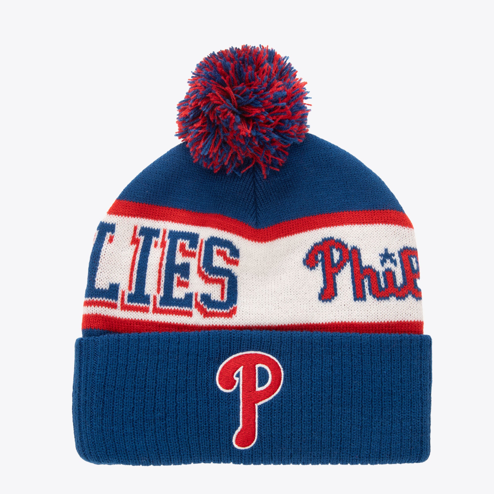 Philadelphia Phillies Royal Block Sweep Cuffed Knit Hat with Pom