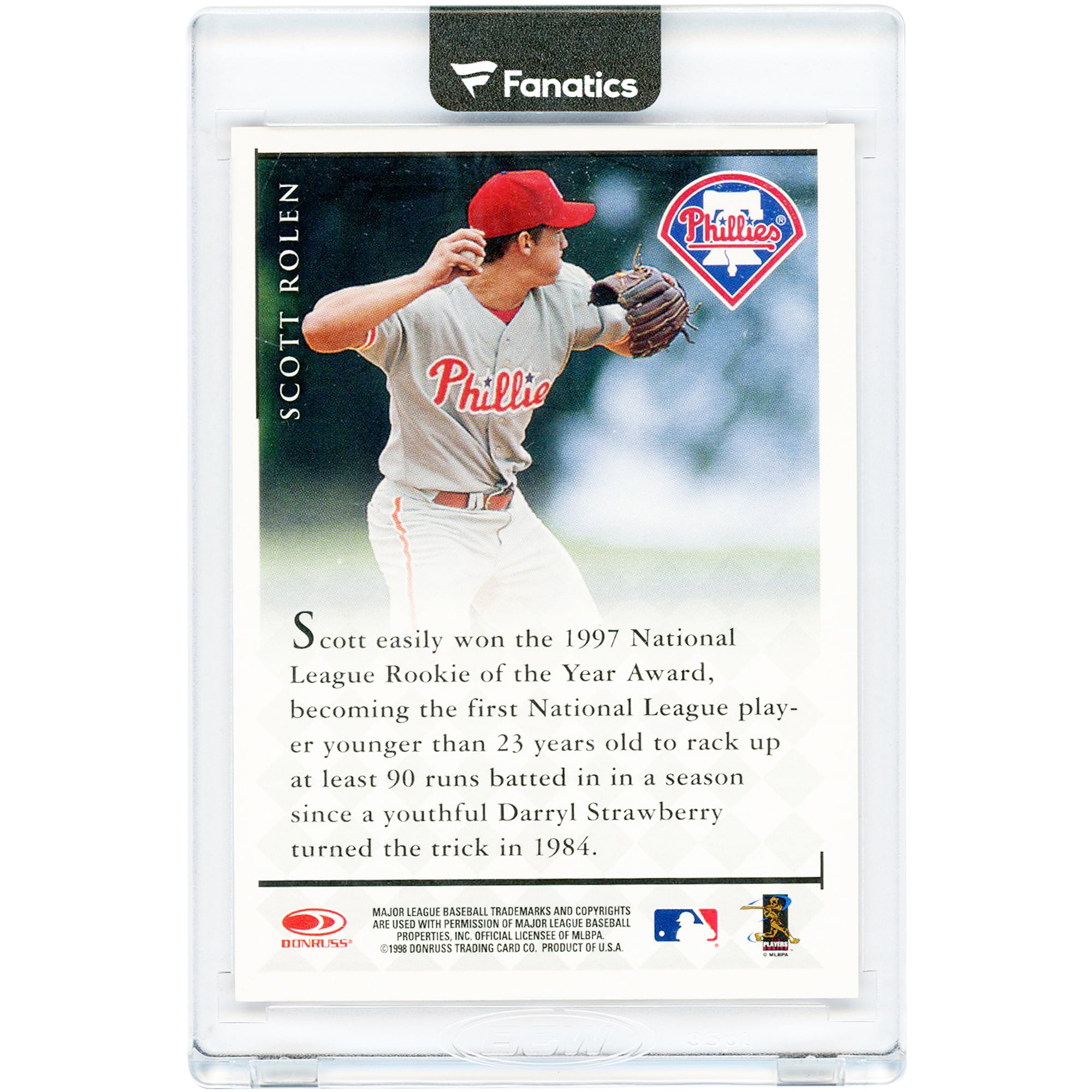Carte autographiée par Scott Rolen (Phillies de Philadelphie) de la série Donruss Signature Series 1998, numéro SR