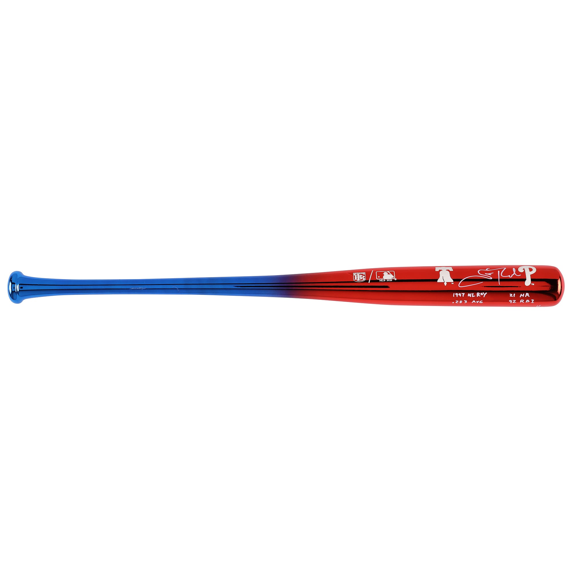 Bâton chromé Big Time Bats autographié par Scott Rolen (Phillies de Philadelphie) avec inscriptions multiples