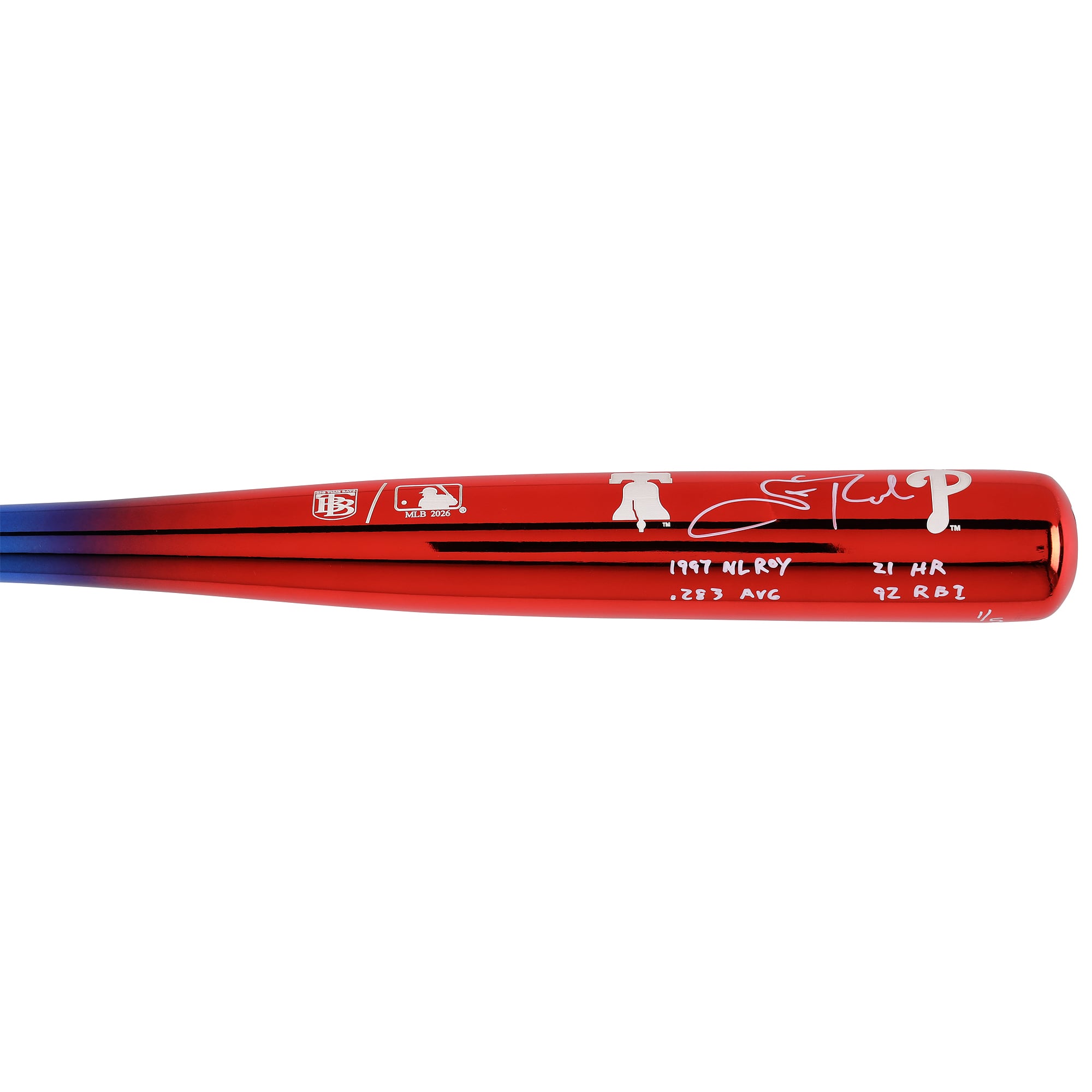 Bâton chromé Big Time Bats autographié par Scott Rolen (Phillies de Philadelphie) avec inscriptions multiples