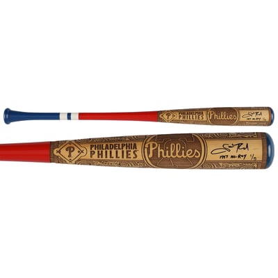Scott Rolen Philadelphia Phillies Autographed Fanatics Authentic Pillbox Bat Company Mural Series Bat with "1997 NL ROY" Inscription - Limited Edition #1/5