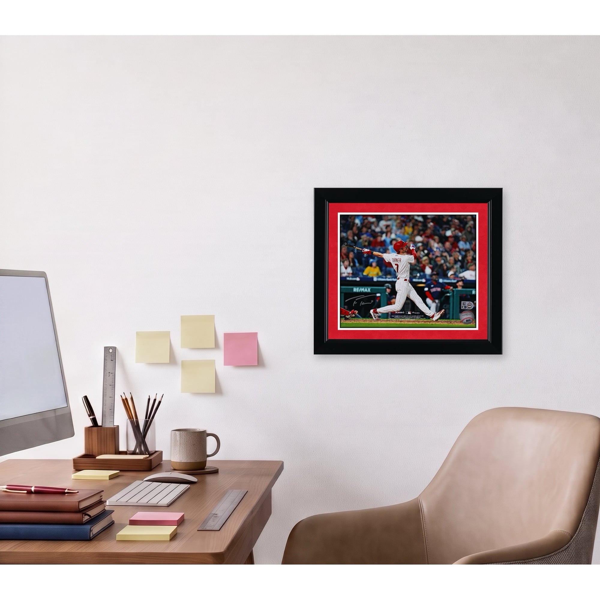 Trea Turner Philadelphia Phillies Autographed 8" x 10" White Jersey Hitting Photograph