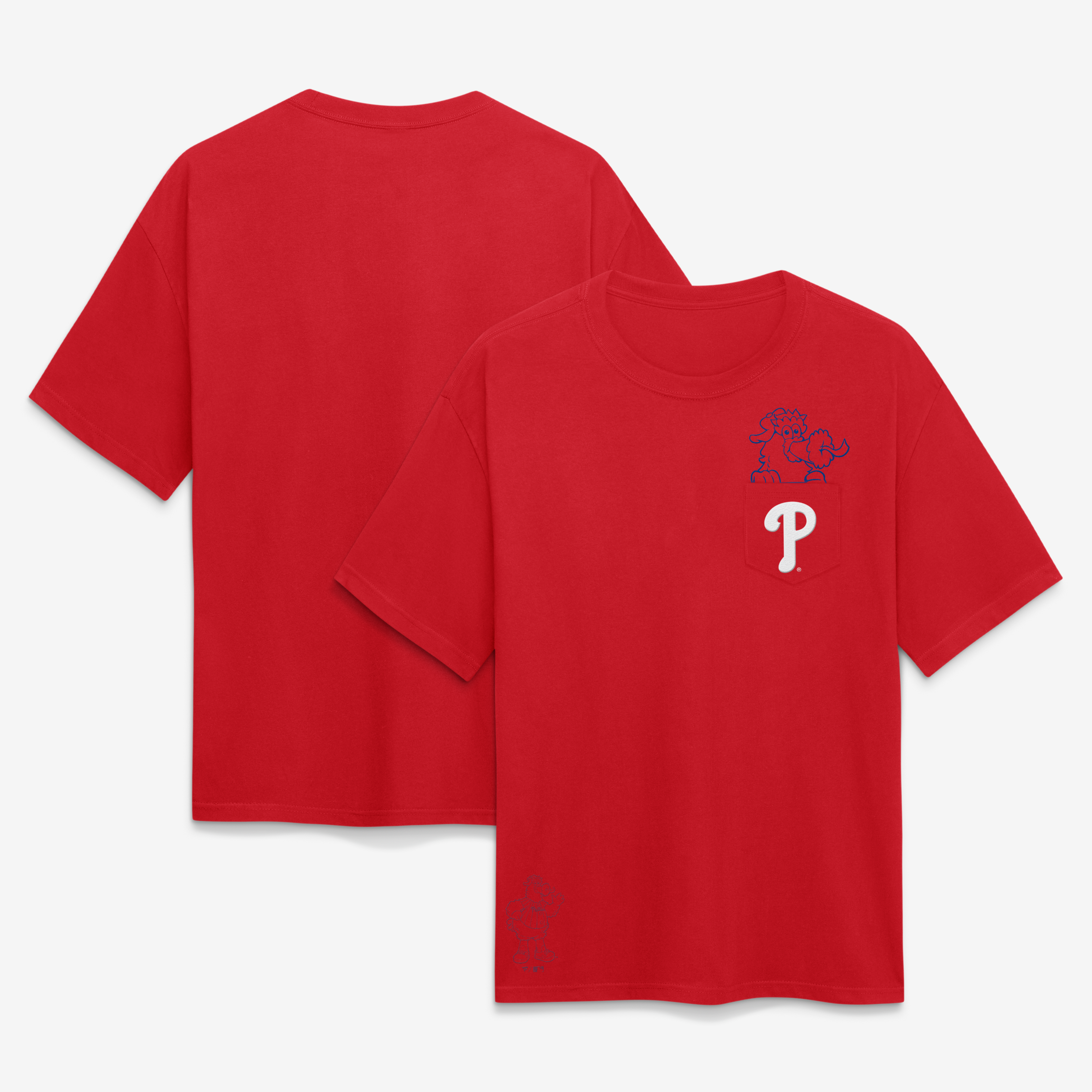 T-shirt unisexe Fanatics Philadelphia Phillies à poche rouge avec mascotte