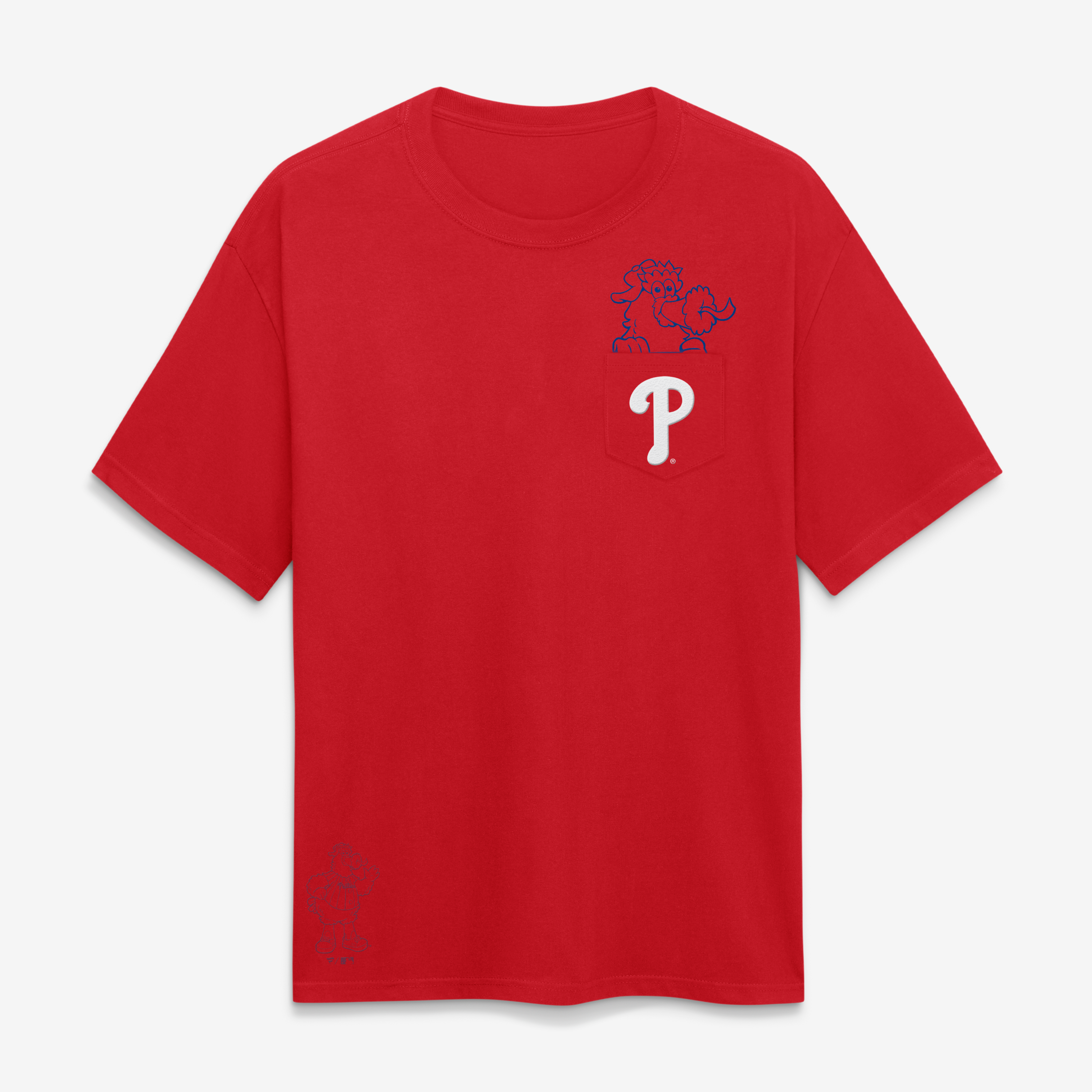 T-shirt unisexe Fanatics Philadelphia Phillies à poche rouge avec mascotte