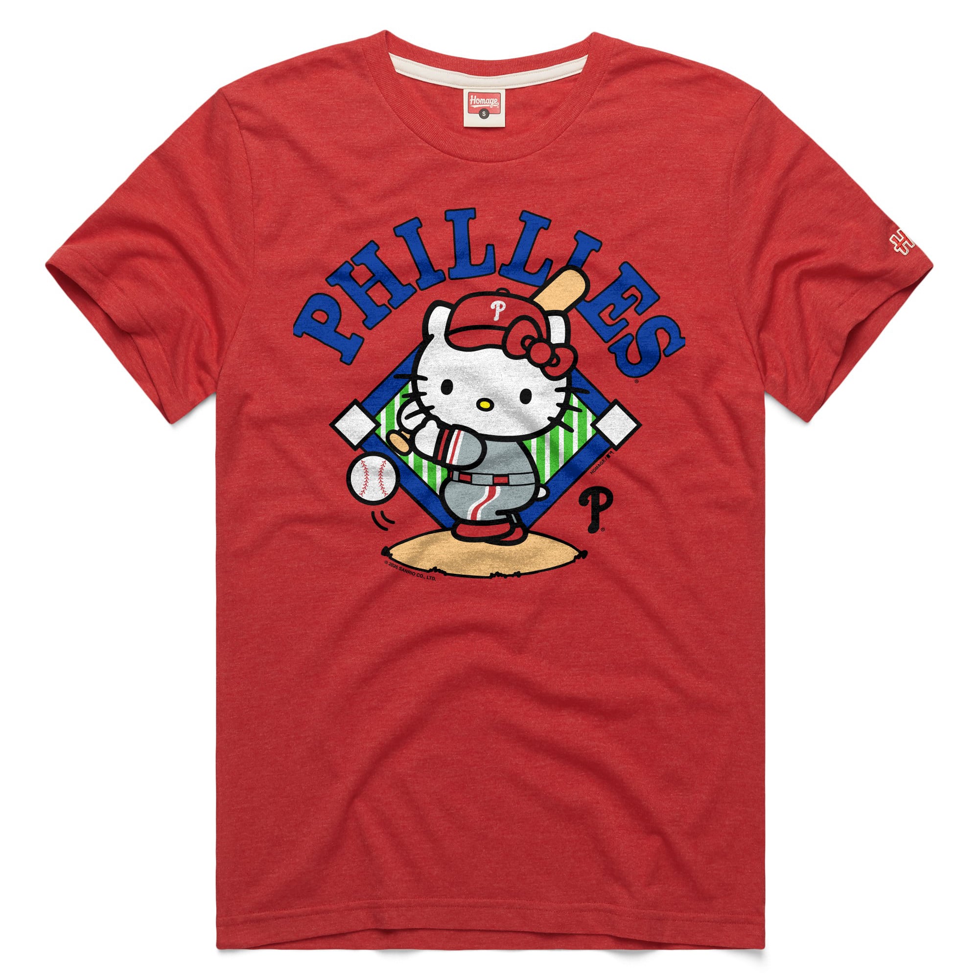 Unisex Homage Red Philadelphia Phillies Hello Kitty Tri-Blend T-Shirt