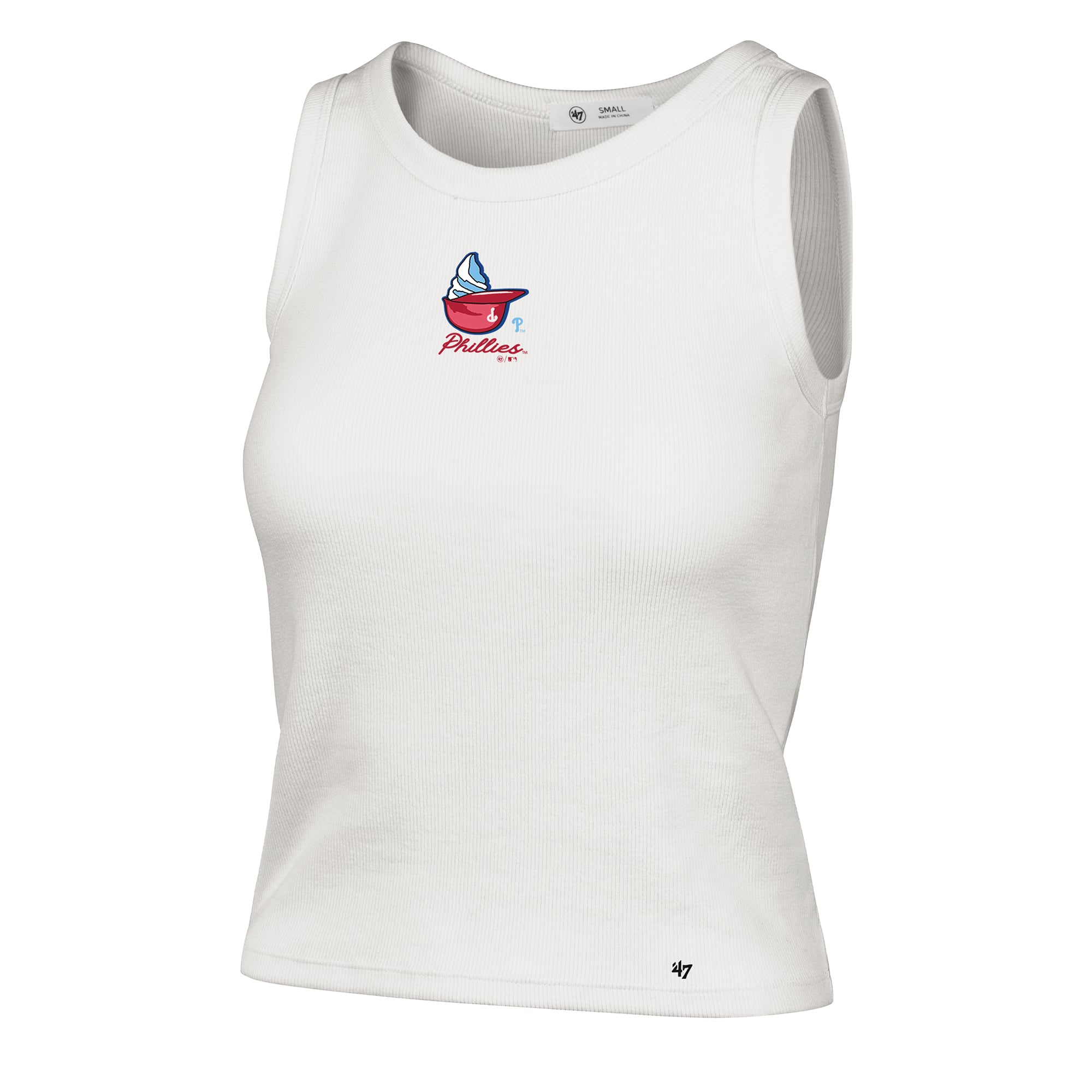Women's '47 Cream Philadelphia Phillies Single Swirl Ribbed Baby Tank Top