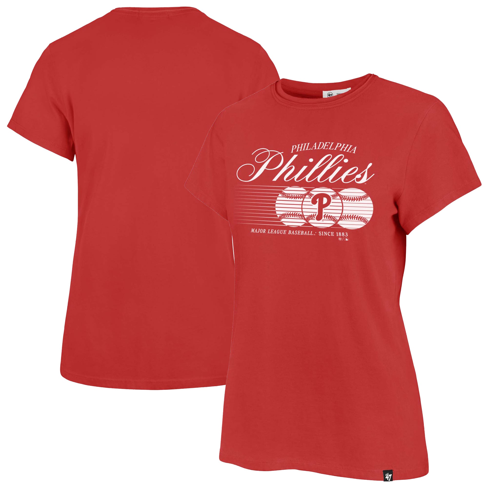 T-shirt Frankie Speed Throw rouge '47 pour femmes des Phillies de Philadelphie