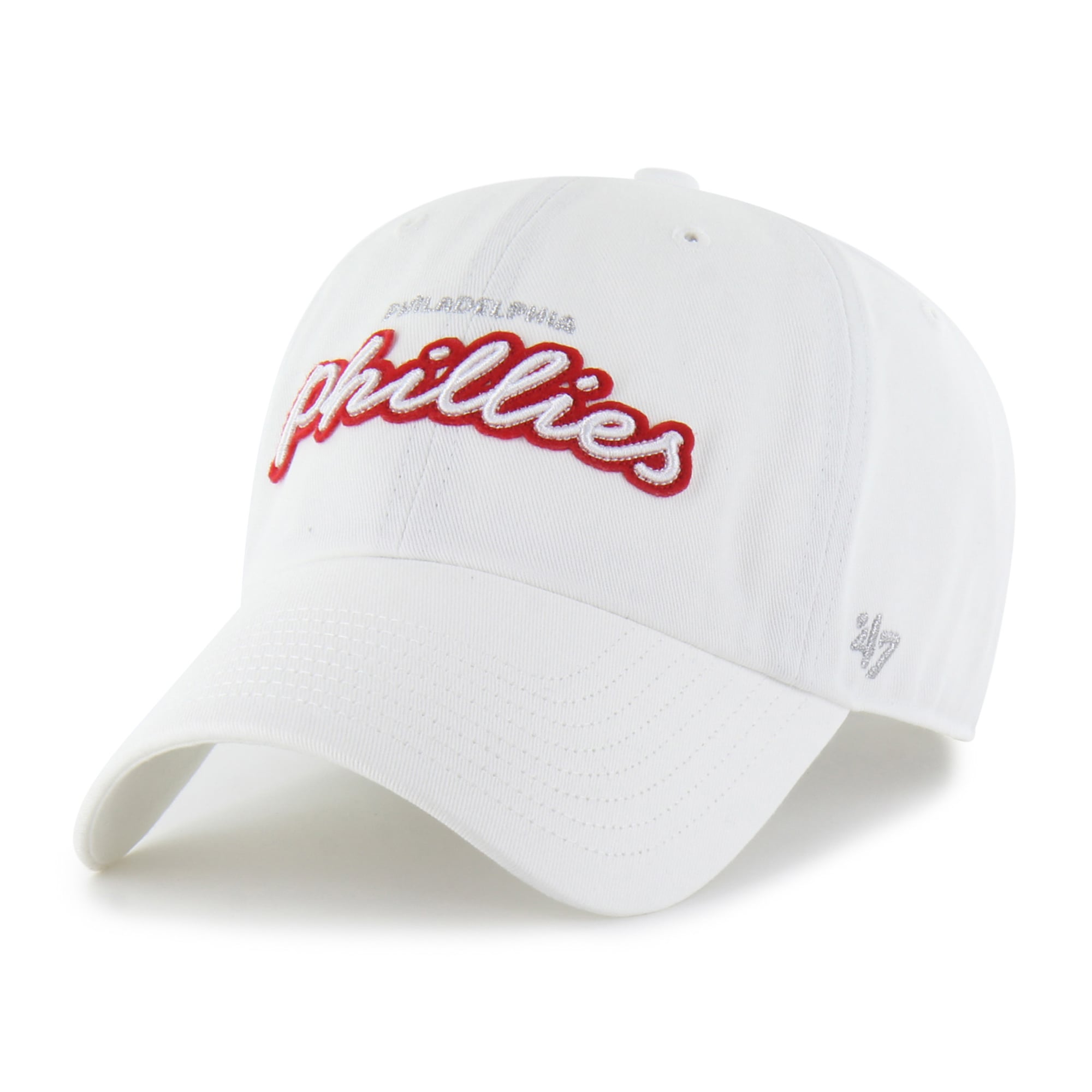 Women's '47 White Philadelphia Phillies Trendy Script Clean Up Adjustable Hat