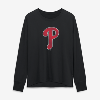 Philadelphia Phillies Women's Metallic Mascot Long Sleeve T-Shirt - Black