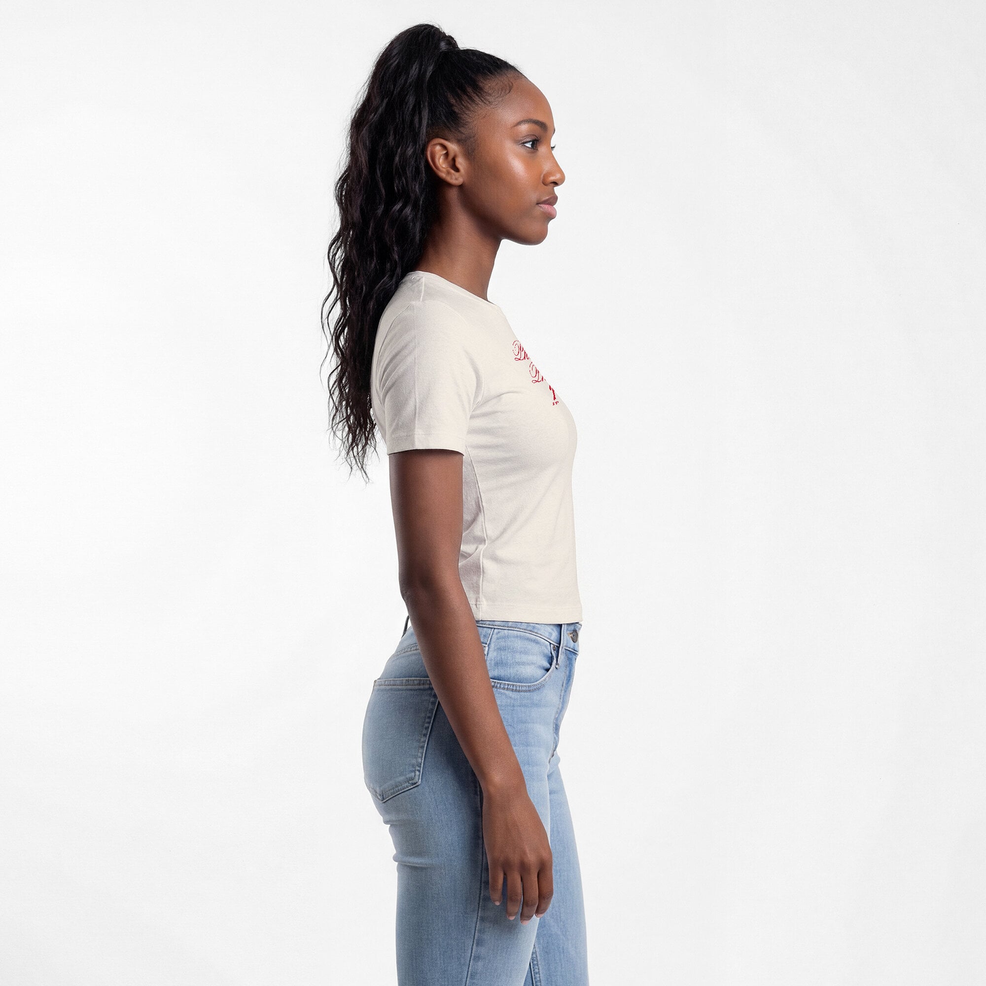 T-shirt court ajusté doux au toucher Champion Cream Philadelphia Phillies pour femme