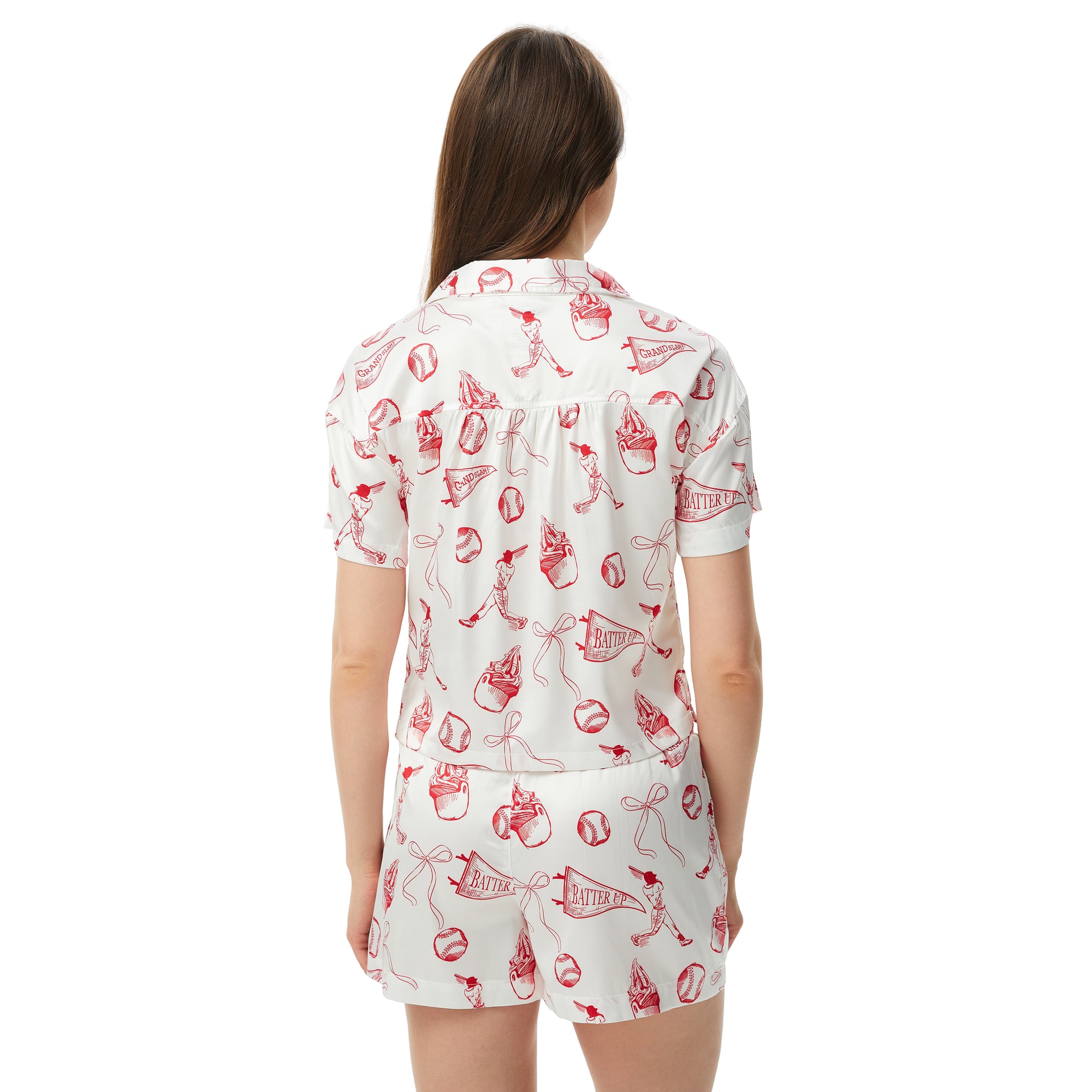 Women's Concepts Sport  White Philadelphia Phillies Hilton Satin Allover Print Button-Up Shirt & Shorts Set