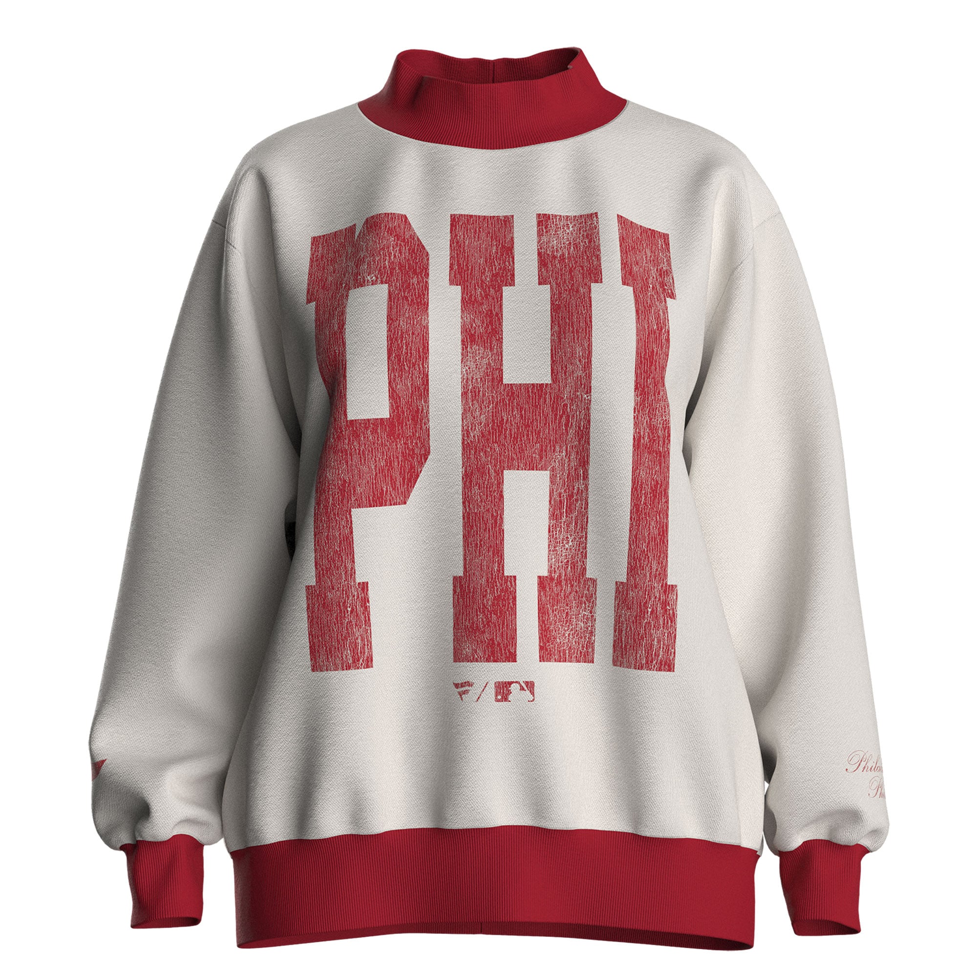 Women's Fanatics Cream Philadelphia Phillies City Abbreviation Funnel Neck Fleece Sweatshirt