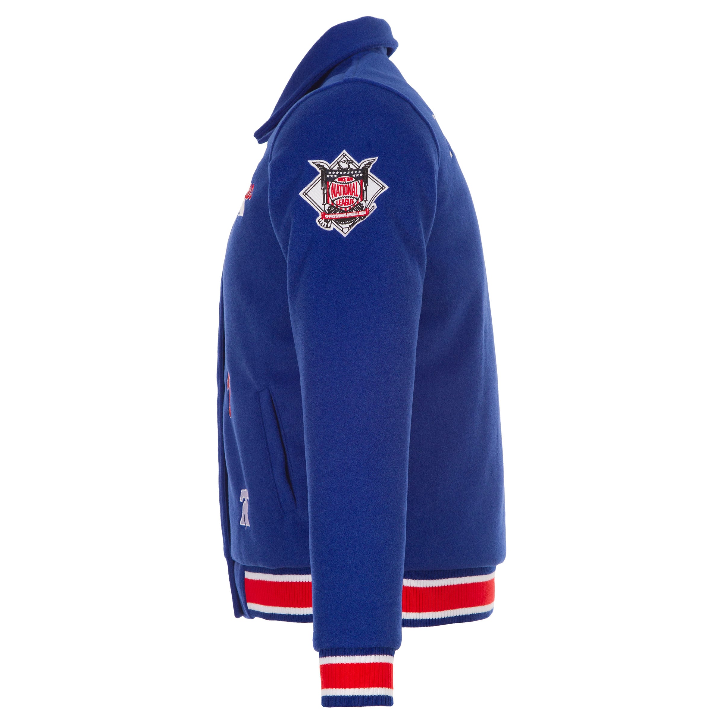 Veste réversible en laine à boutons-pression pour femme JH Design Royal Philadelphia Phillies