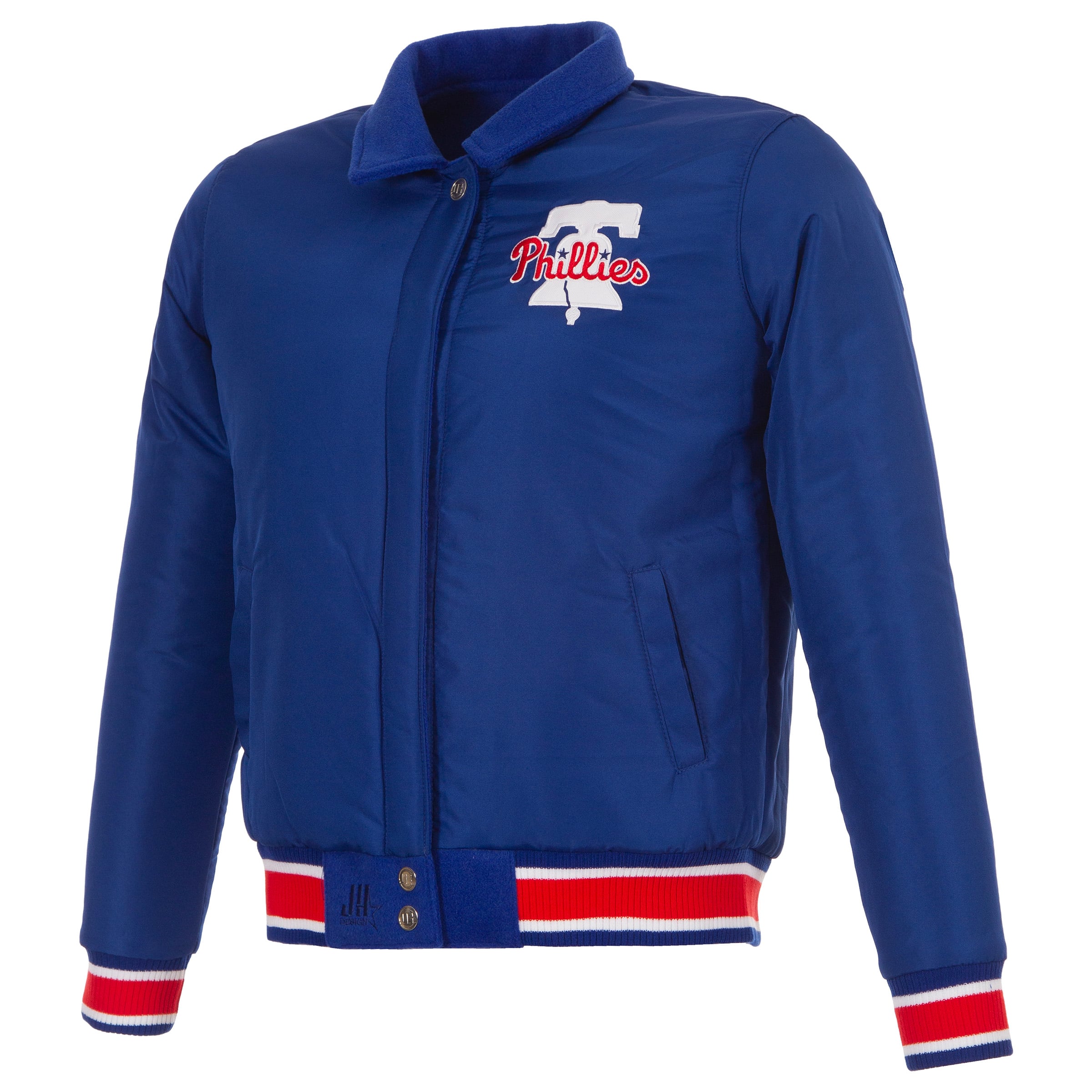 Veste réversible en laine à boutons-pression pour femme JH Design Royal Philadelphia Phillies