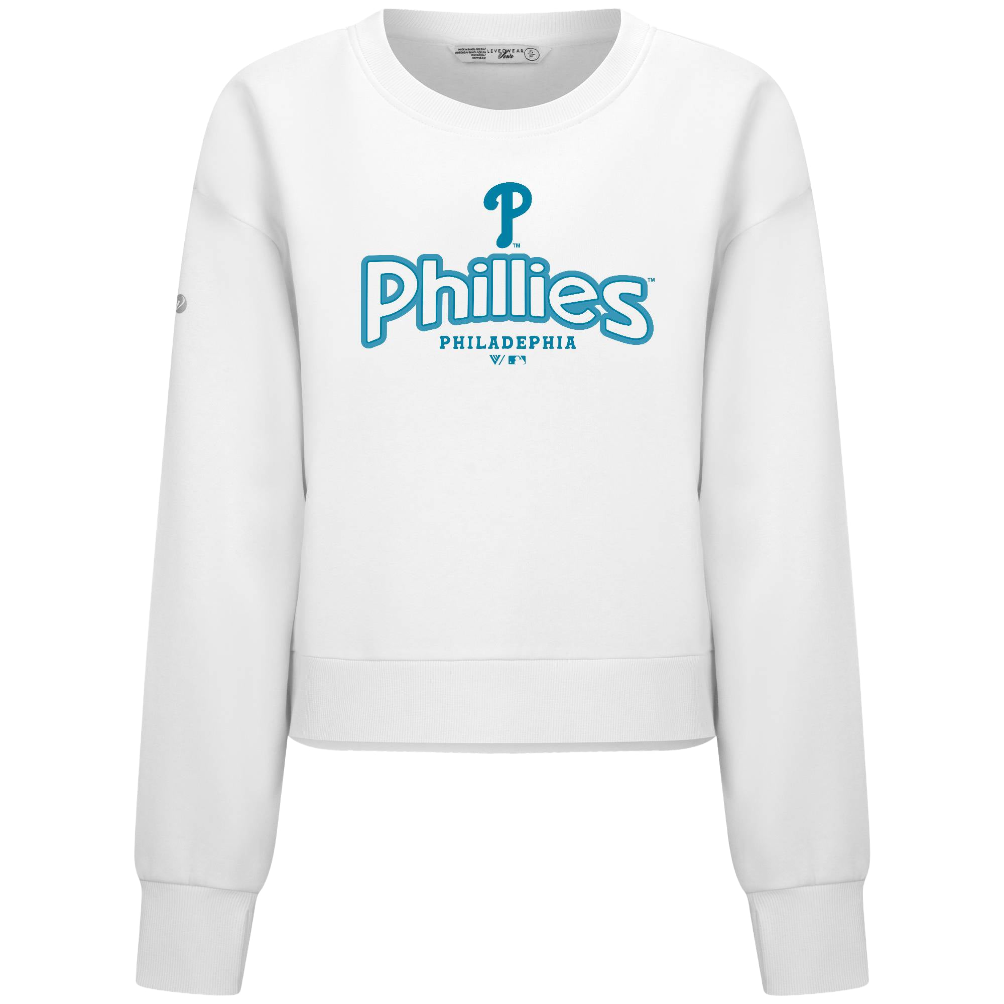 Women's Levelwear White Philadelphia Phillies Judd Cornerstone Cropped Sweatshirt