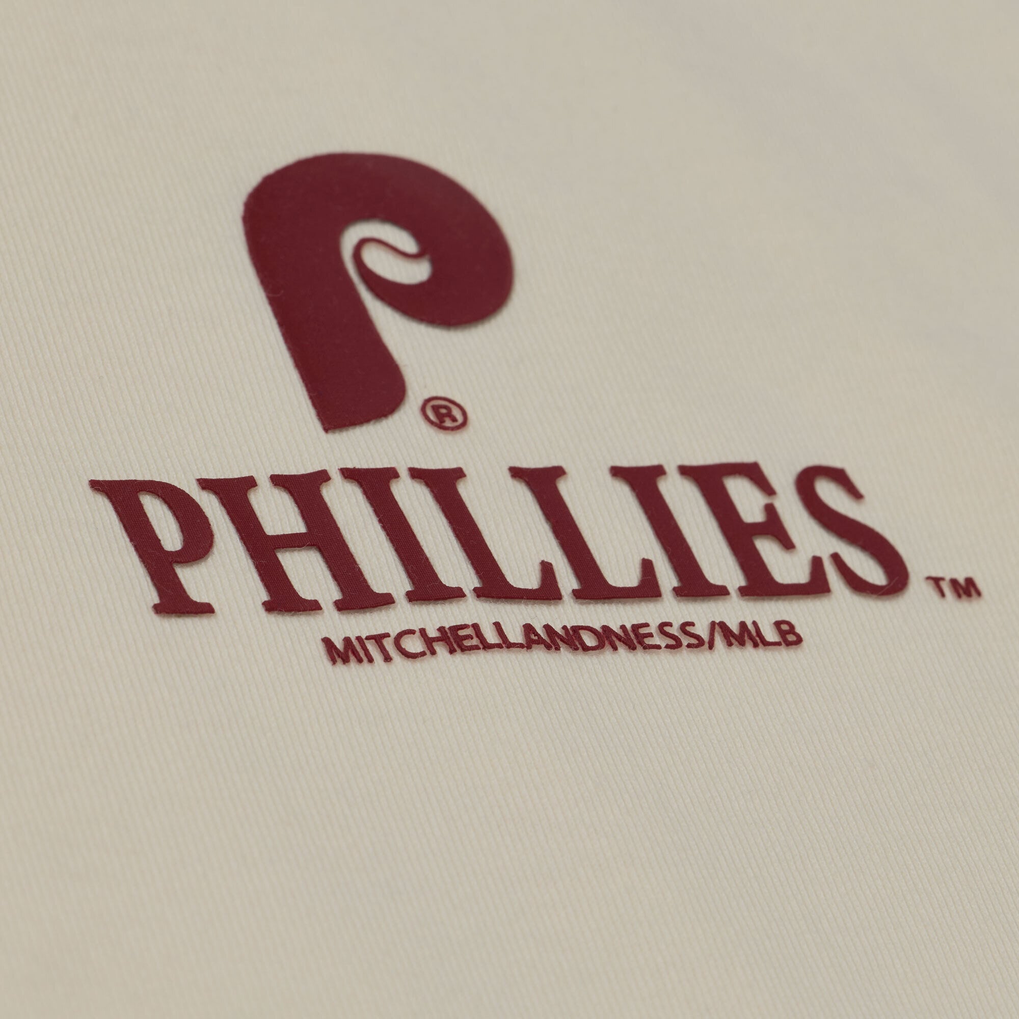 Women's Mitchell & Ness Cream Philadelphia Phillies Core Essentials Micro Logo T-Shirt