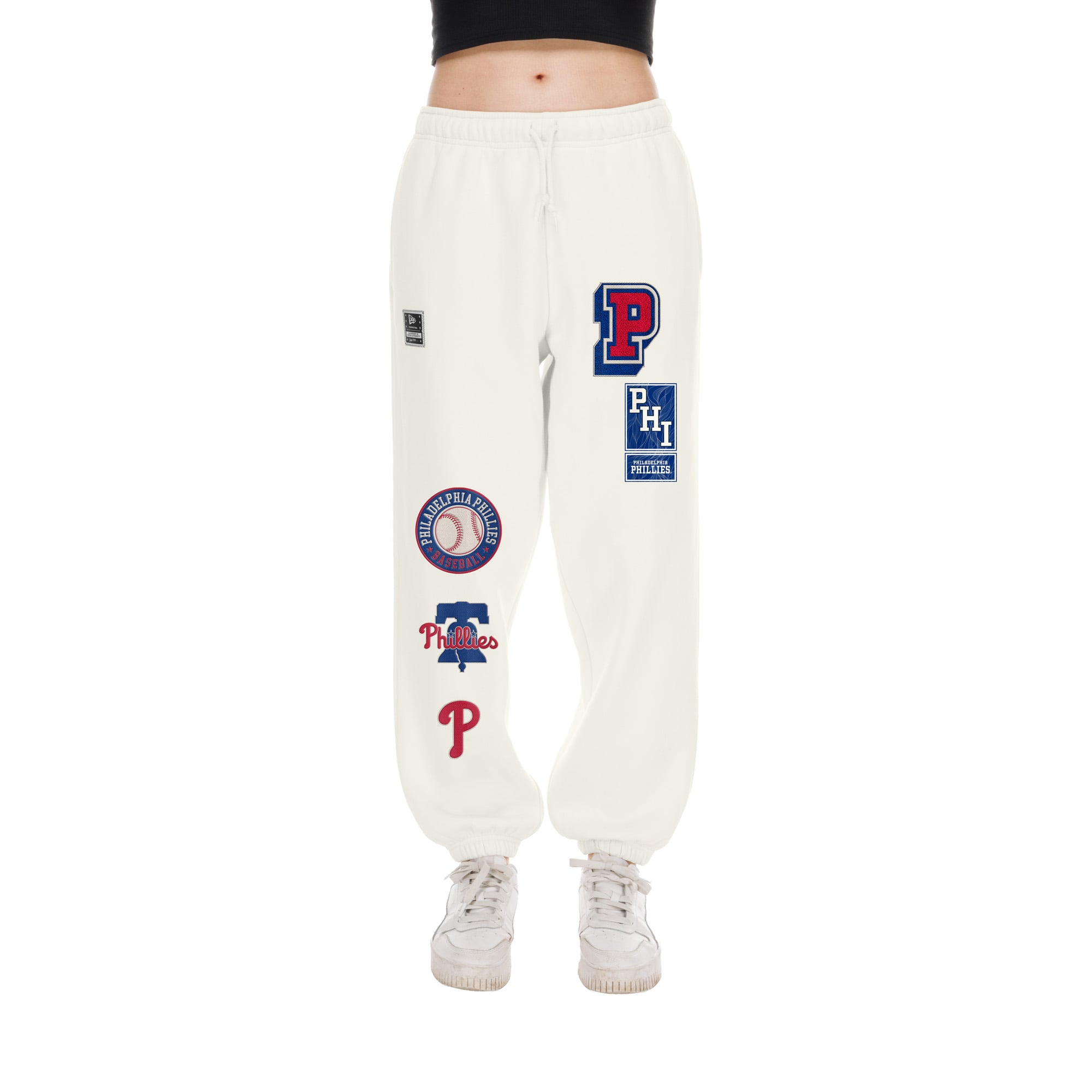 Pantalon de survêtement en polaire brossée beige clair New Era Philadelphia Phillies Fan Collection Dune Dust pour femme