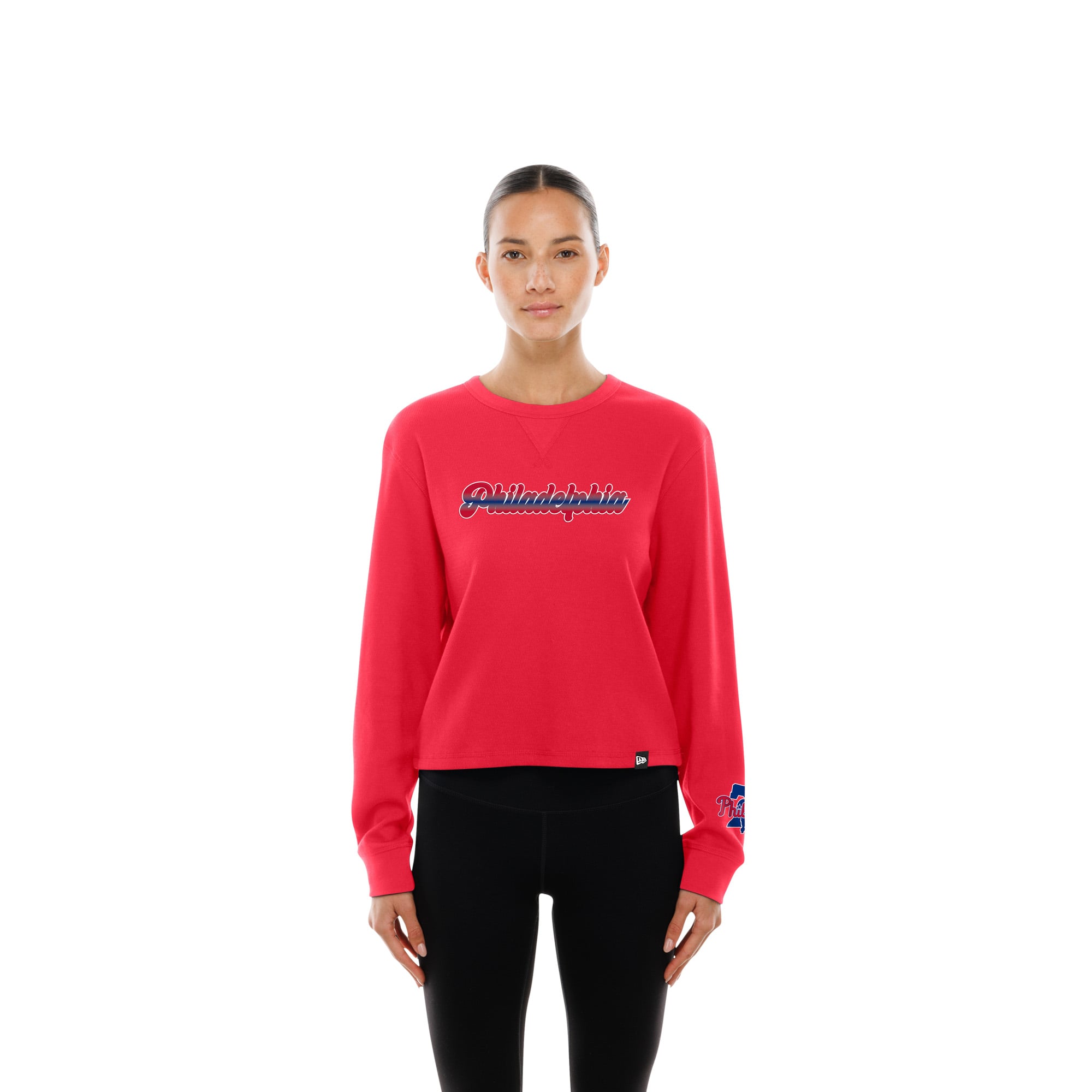 T-shirt thermique à manches longues New Era rouge Philadelphia Phillies Fan Collection pour femmes