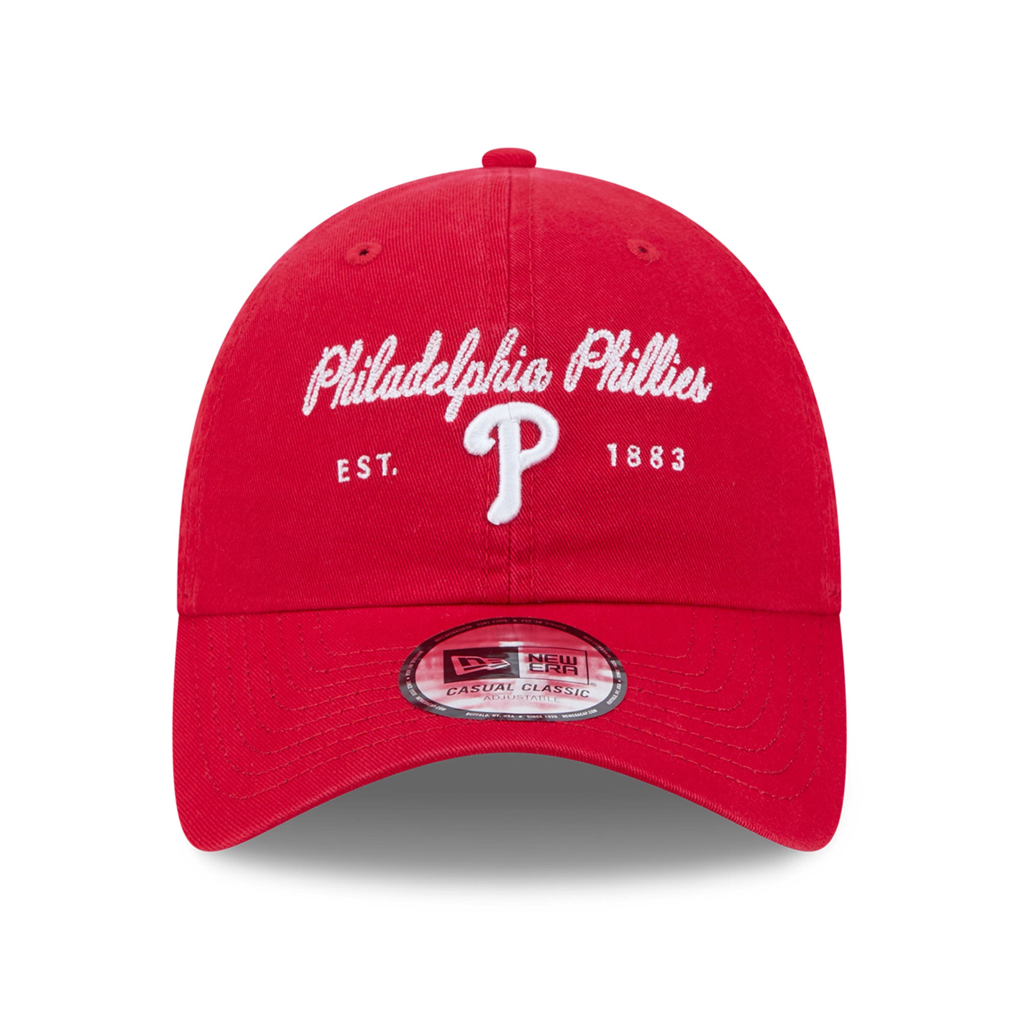 Casquette New Era rouge Philadelphia Phillies pour femme, style classique décontracté et ajustable