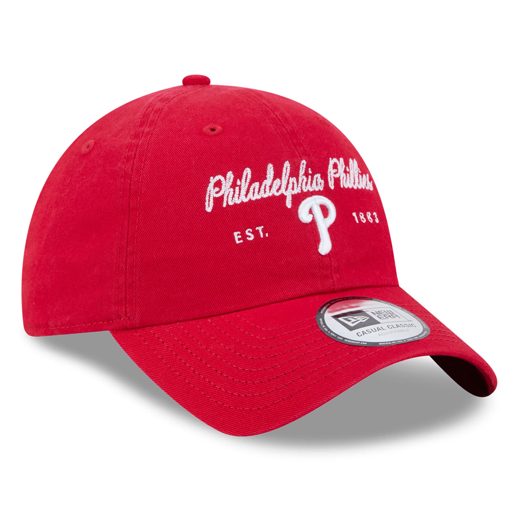 Casquette New Era rouge Philadelphia Phillies pour femme, style classique décontracté et ajustable