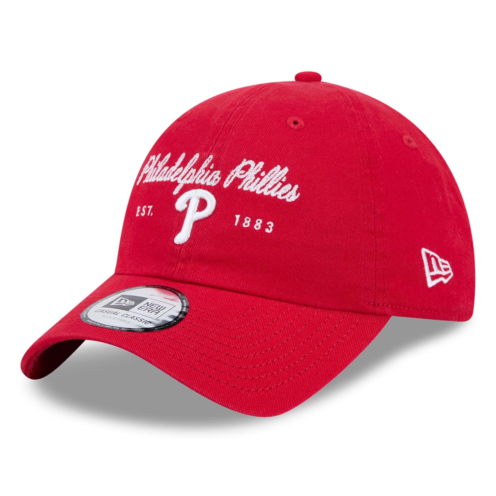 Casquette New Era rouge Philadelphia Phillies pour femme, style classique décontracté et ajustable