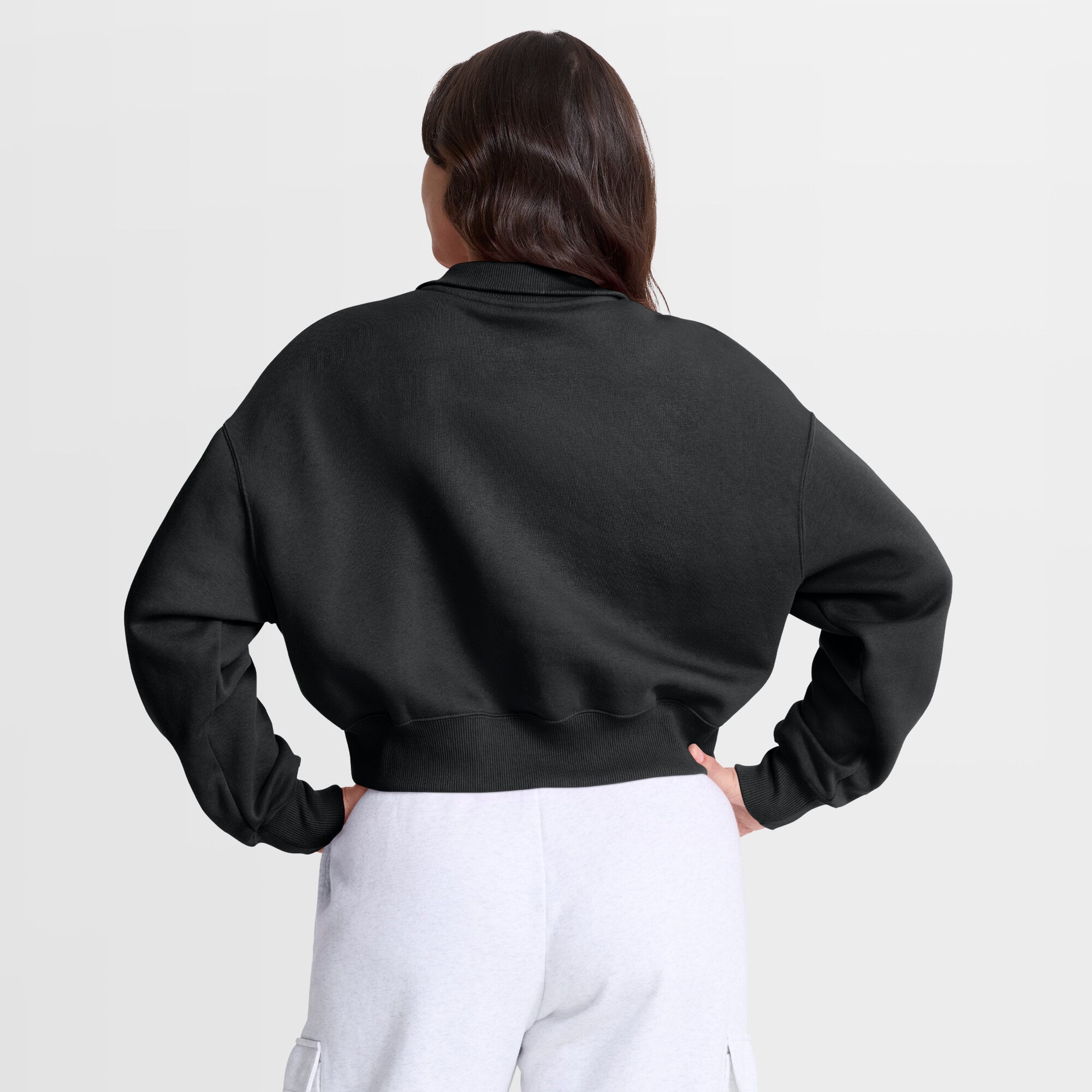 Sweat-shirt court à col zippé Nike Philadelphia Phillies noir oversize Phoenix Fleece pour femme