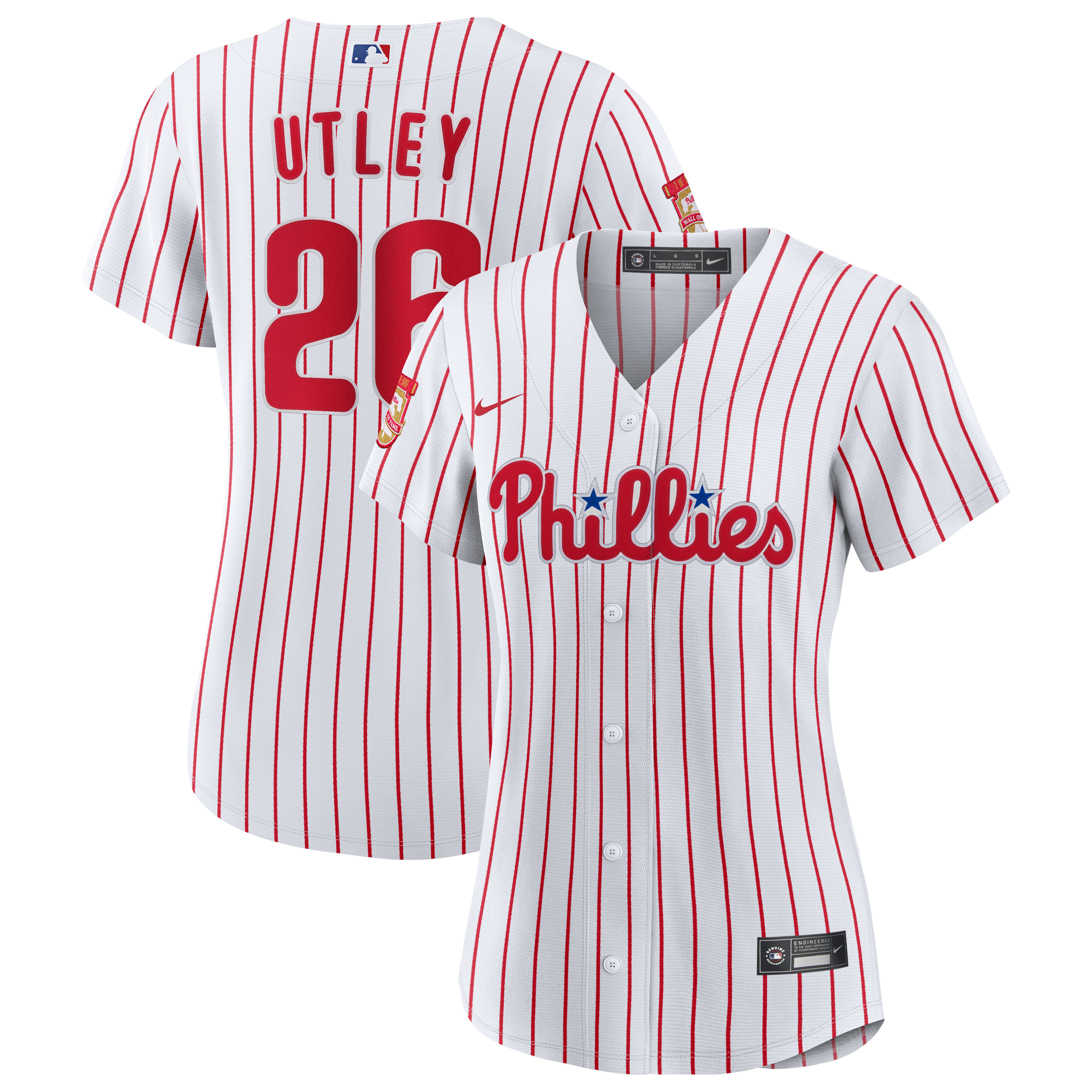 Maillot réplique édition limitée Nike Chase Utley blanc Philadelphia Phillies domicile avec écusson du mur de la renommée