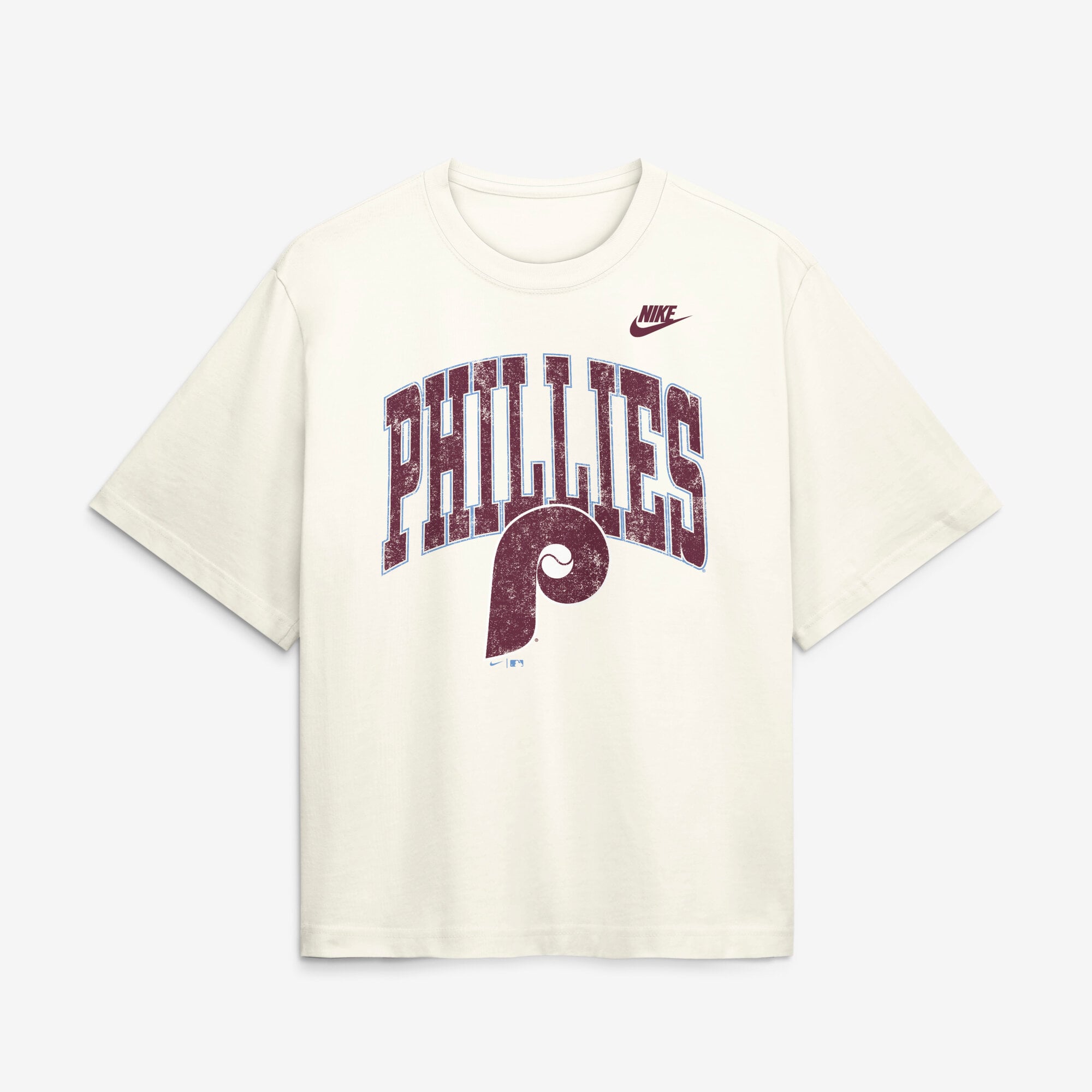 Women's Nike Cream Philadelphia Phillies Arched Distressed Boxy T-Shirt