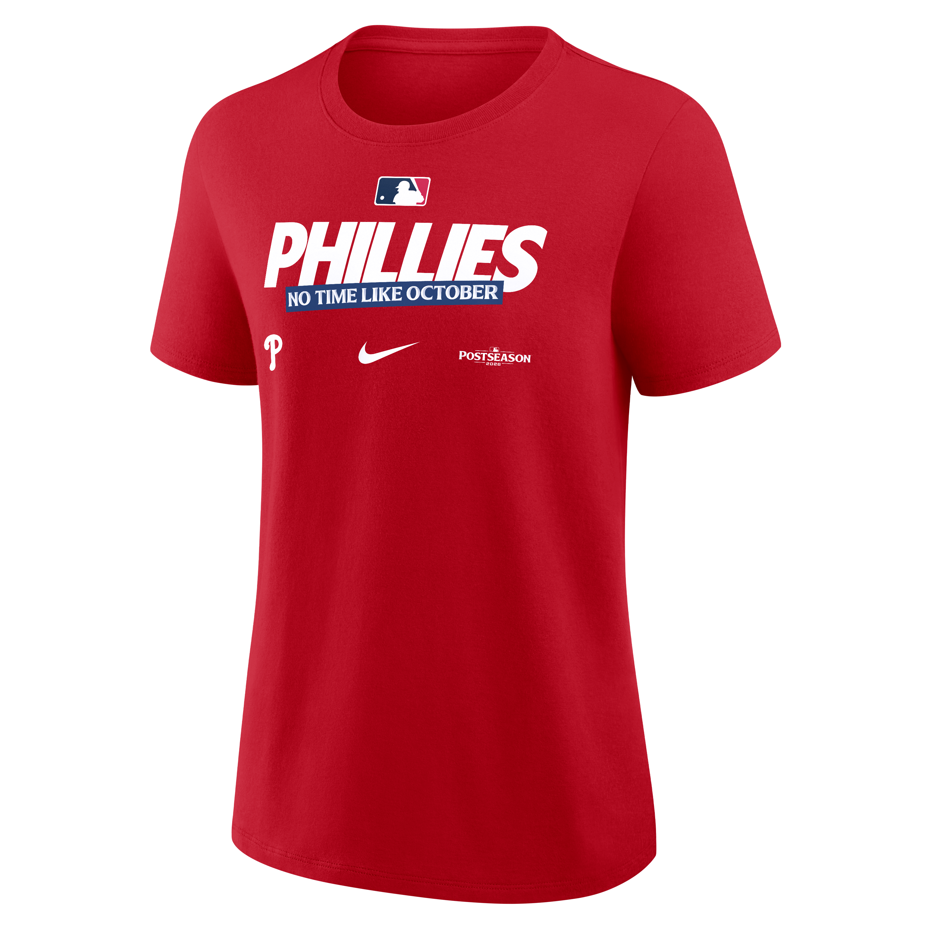 T-shirt authentique Nike rouge Philadelphia Phillies 2026 MLB Postseason pour femmes
