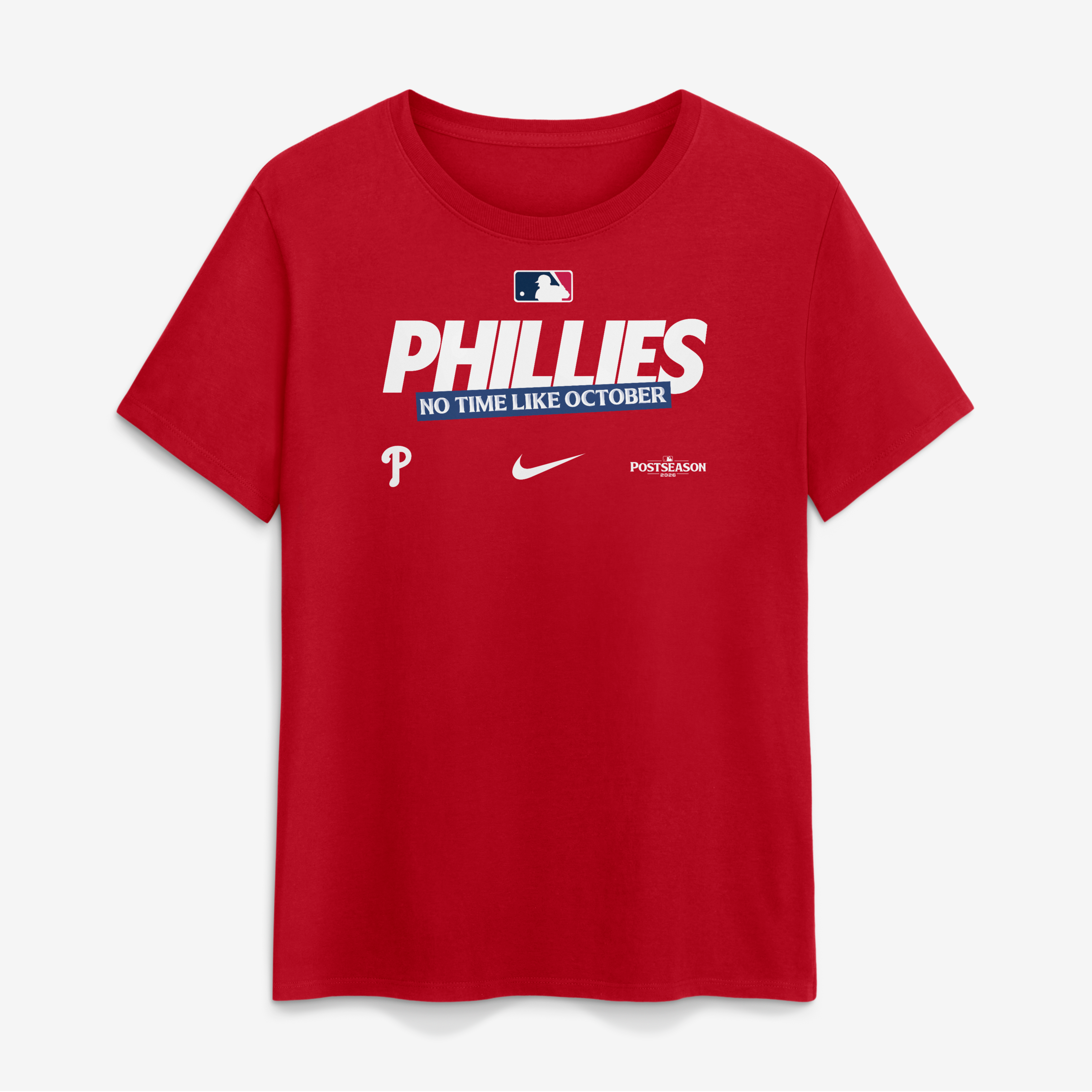 T-shirt authentique Nike rouge Philadelphia Phillies 2026 MLB Postseason pour femmes