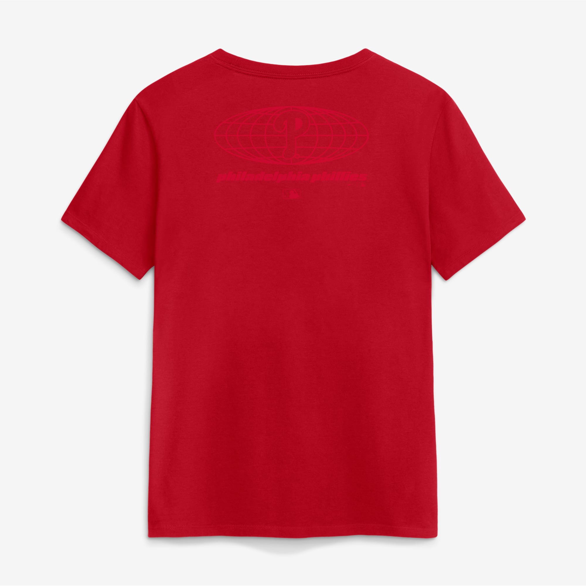 T-shirt Nike rouge pour femme avec logo globe des Phillies de Philadelphie