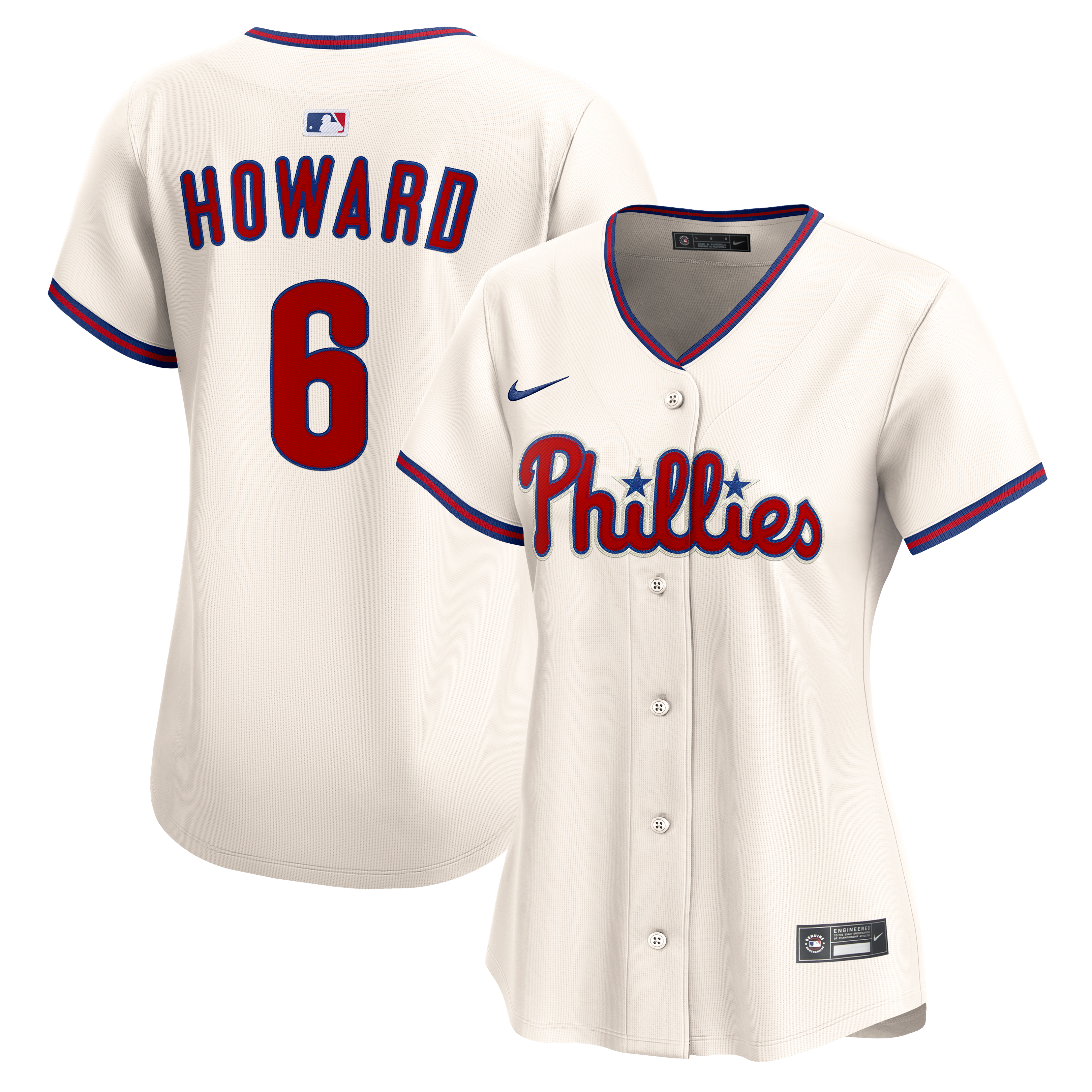 Maillot alternatif limité Nike Ryan Howard crème des Phillies de Philadelphie pour femmes