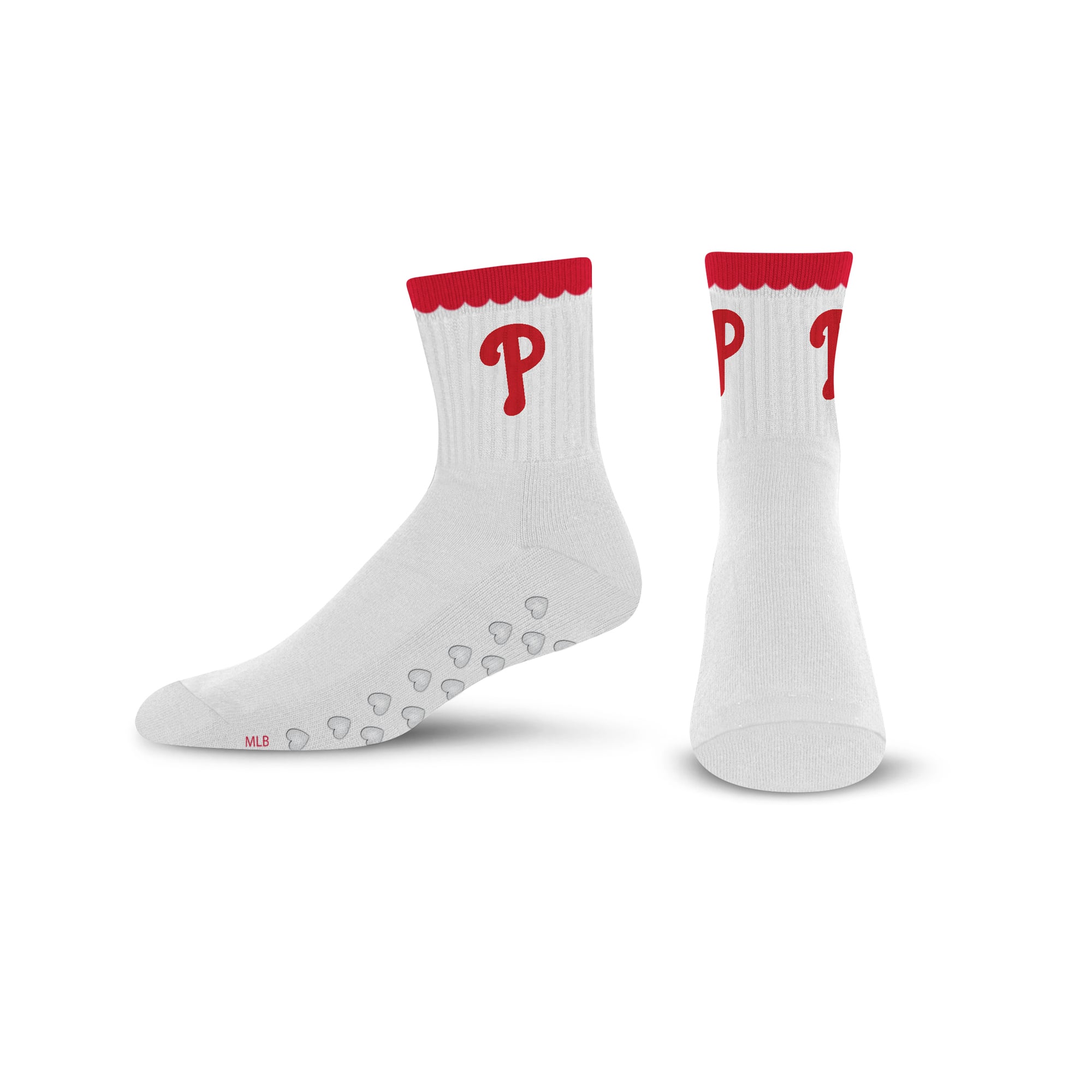 Women's PRO Compression  Philadelphia Phillies White Heartshape Grippers Yoga-Pilates Quarter Socks