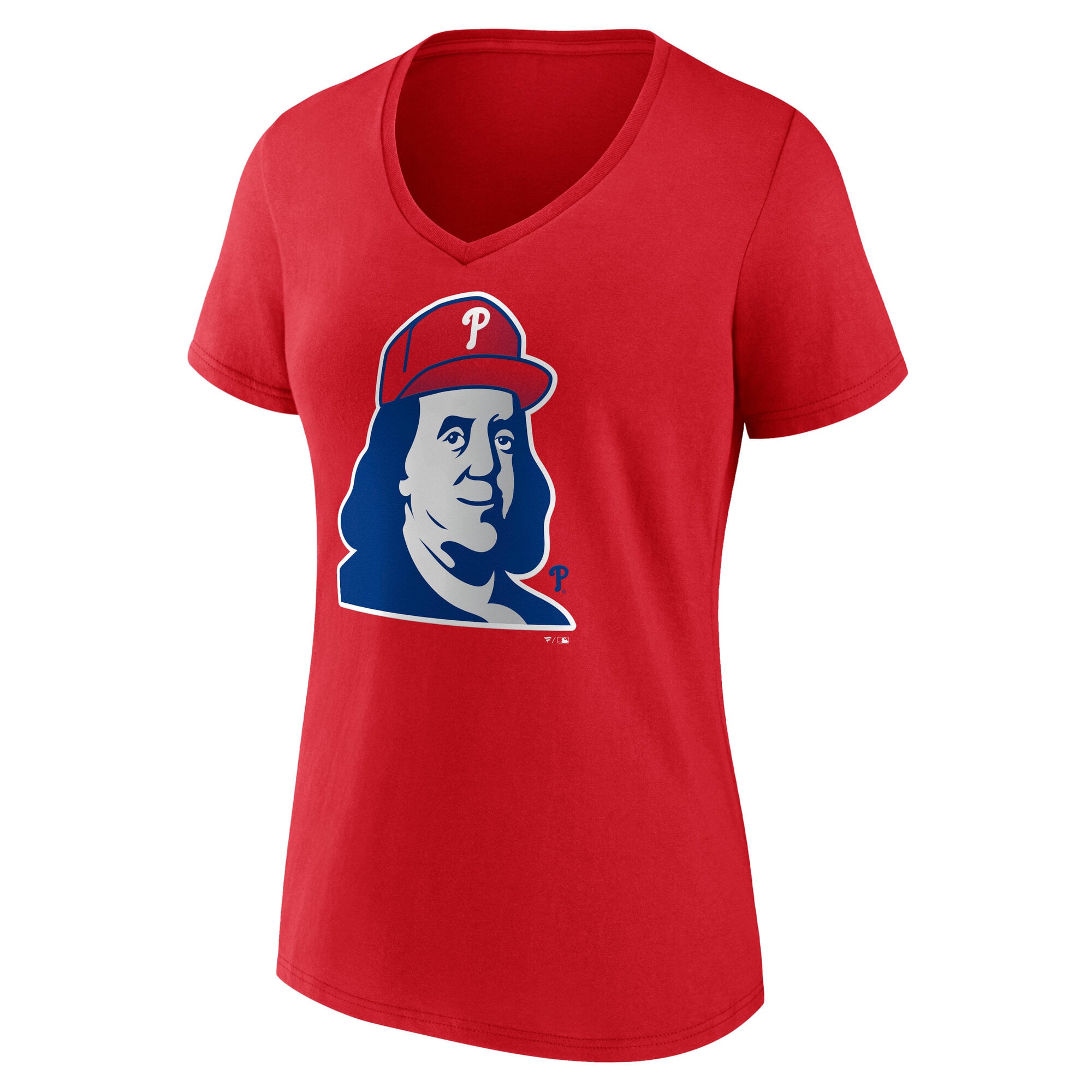 T-shirt à col en V rouge pour femmes, motif Philadelphia Phillies Hometown