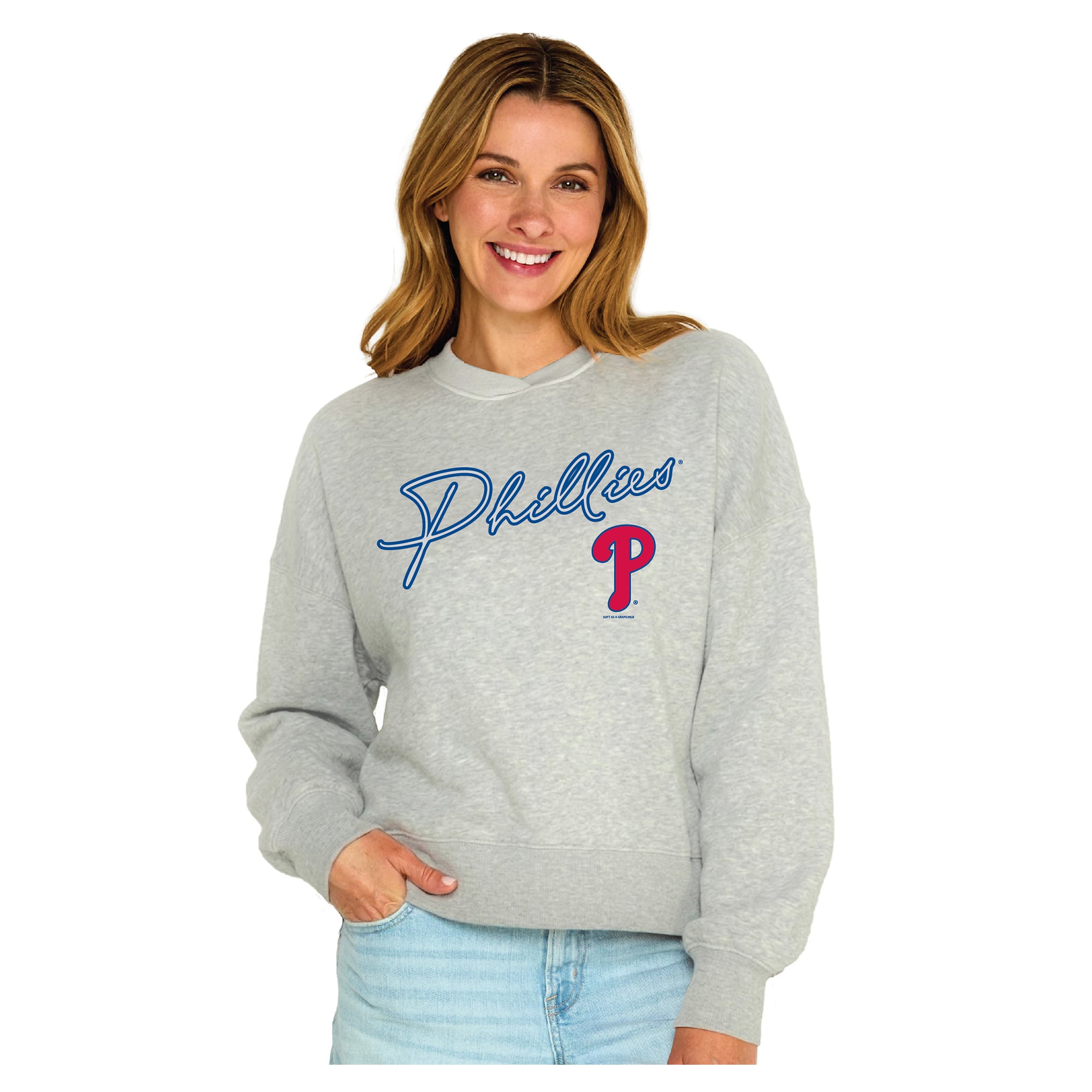 Women's Soft as a Grape  Heather Gray Philadelphia Phillies Snuggly Sweatshirt