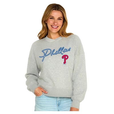  Philadelphia Phillies Soft as a Grape Women's Snuggly Sweatshirt - Heather Gray