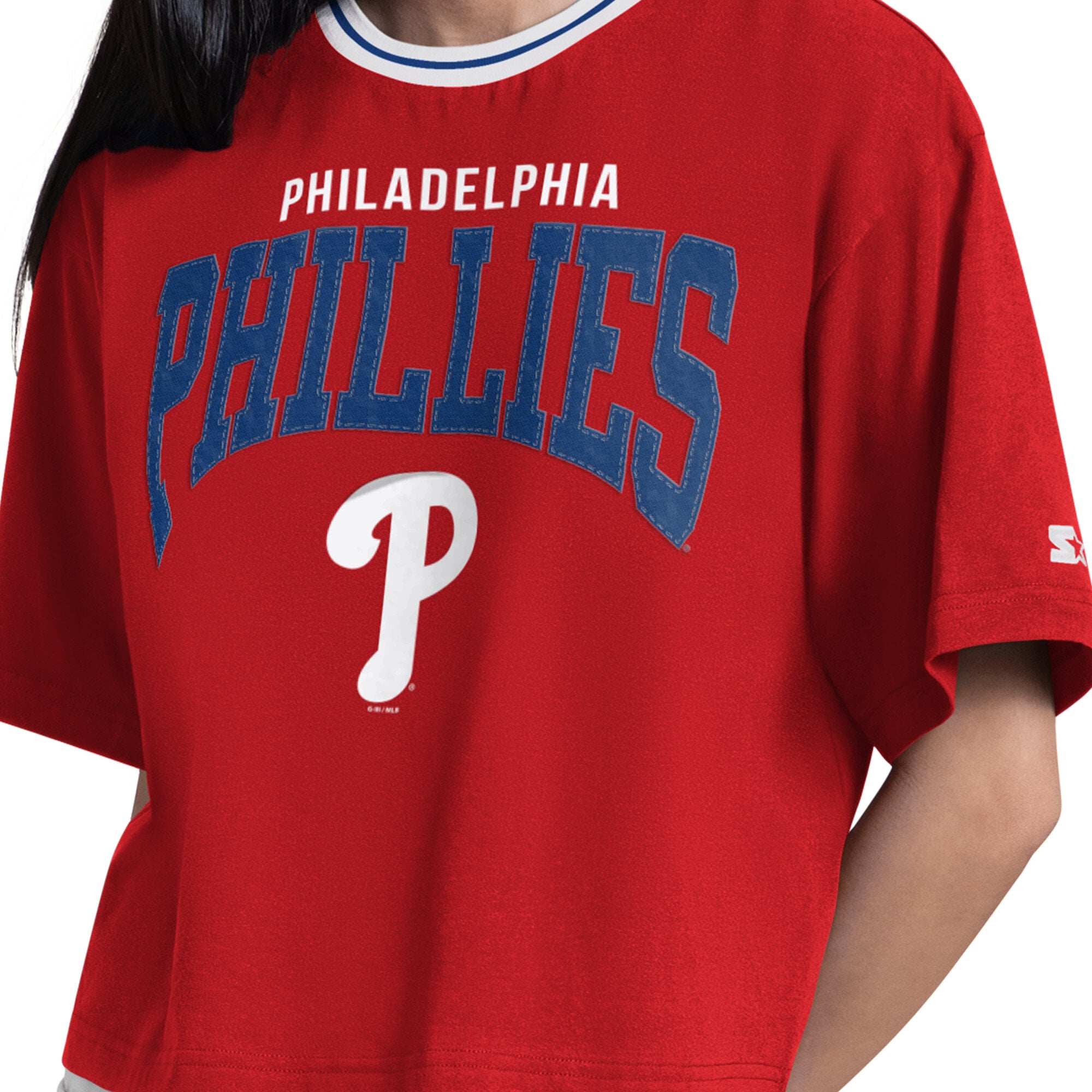 T-shirt court Starter rouge Philadelphia Phillies Ace pour femmes